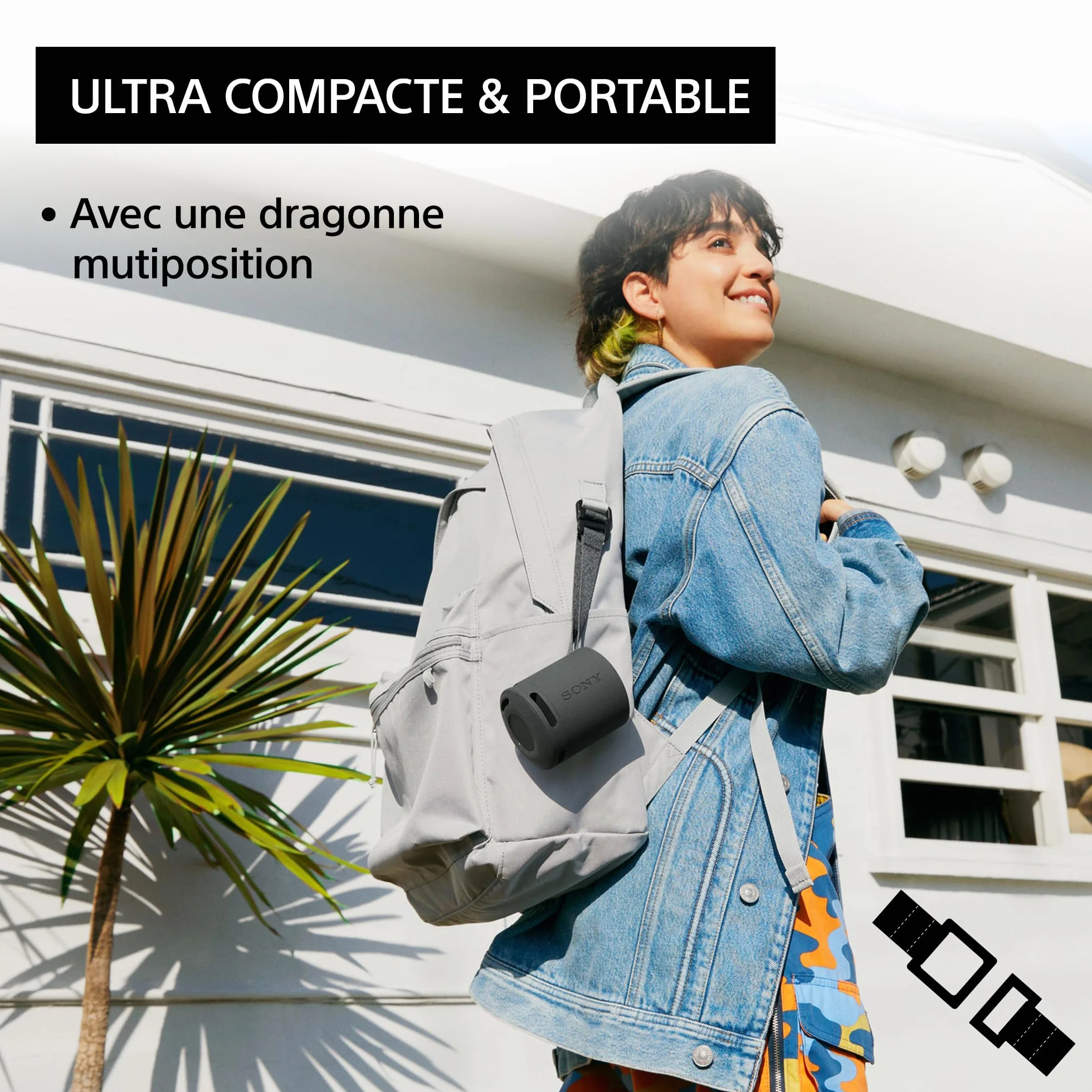 Sony SRS-XB100 Enceinte Bluetooth Portable IP67 Étanche Batterie 16H Noir