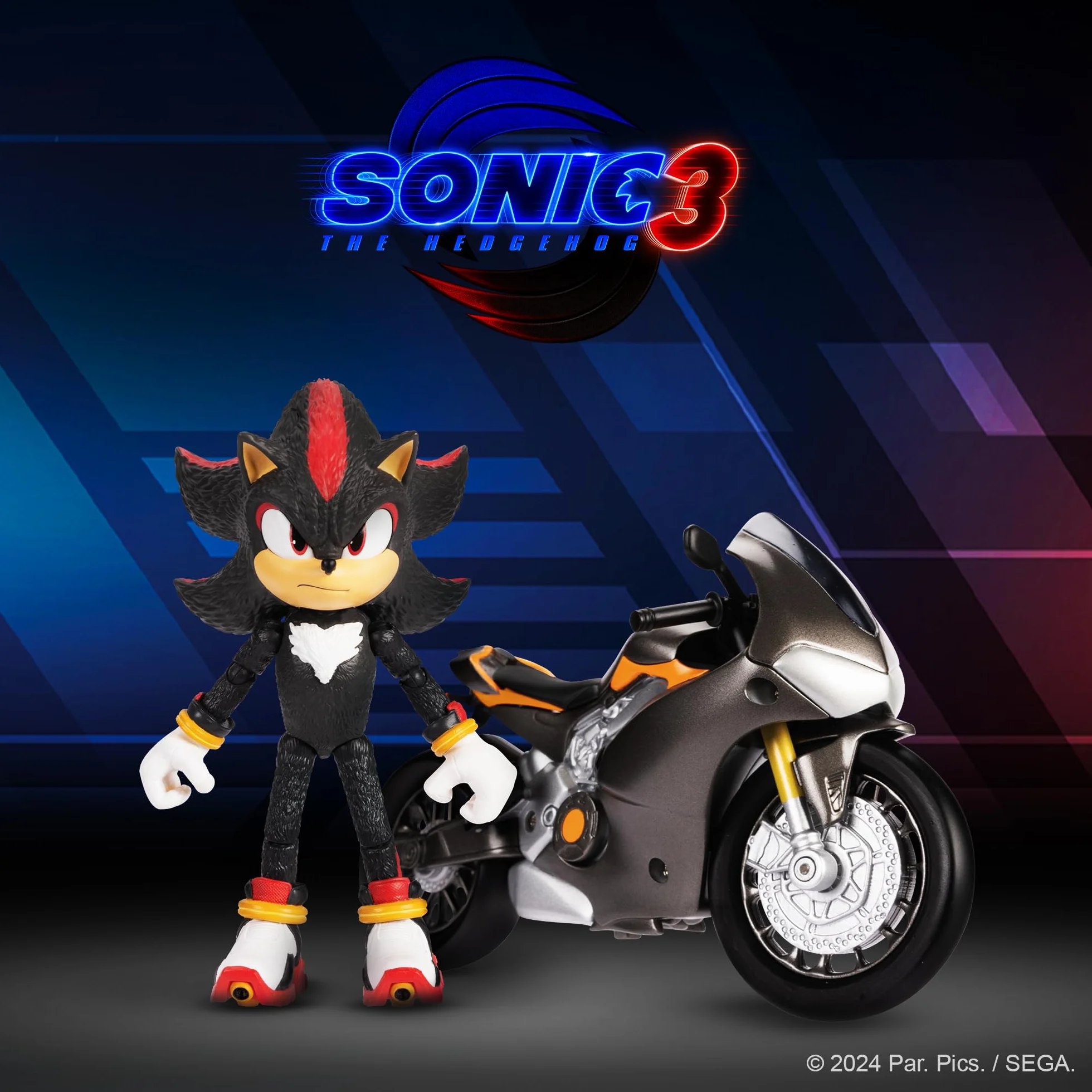 Sonic 3 Le Film Figurine Shadow Articulée 13 cm Moto Sportive Licence Officielle