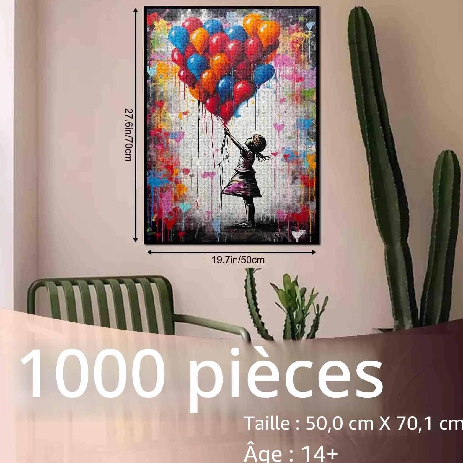 Puzzle Ballons Colorés 1000 Pièces Banksy Street Art 69 x 51 cm Adulte