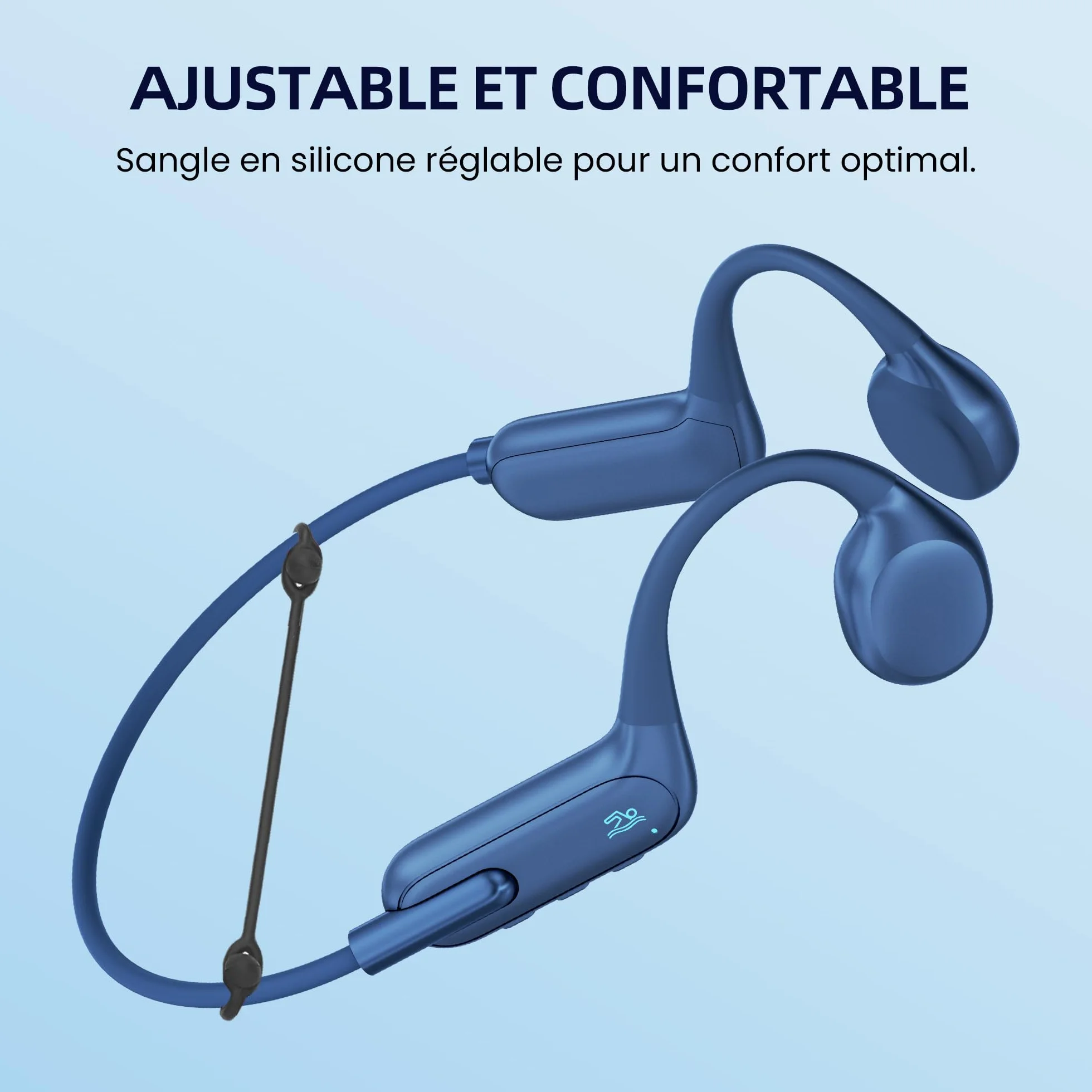 HIFI WALKER Casque Conduction Osseuse Bluetooth 5.3 IPX8 Écouteurs MP3 32 Go Waterproof Natation Sport sans Fil