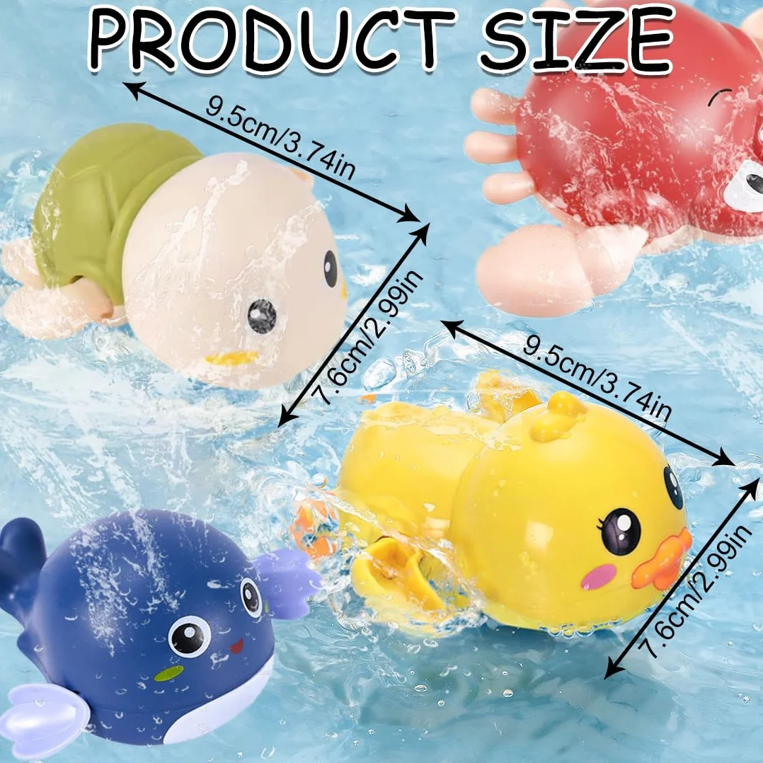 Jouet de Bain Bébé 4 Pièces Animaux Flottants à Remonter Piscine