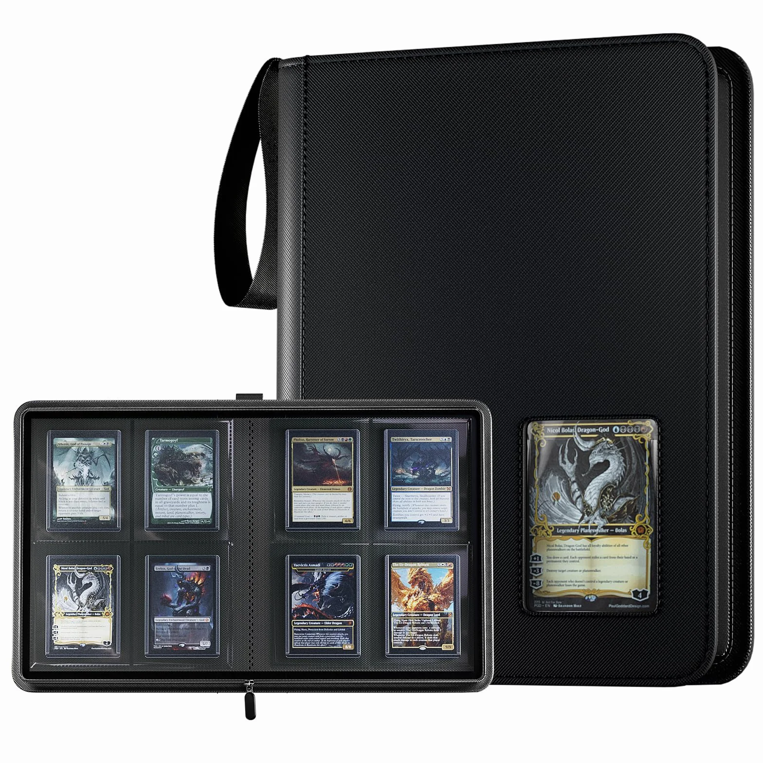 ProCase Album pour Cartes à Collectionner 4 Poches 144 Cartes Toploader Portable Noir Compatible TCG MTG