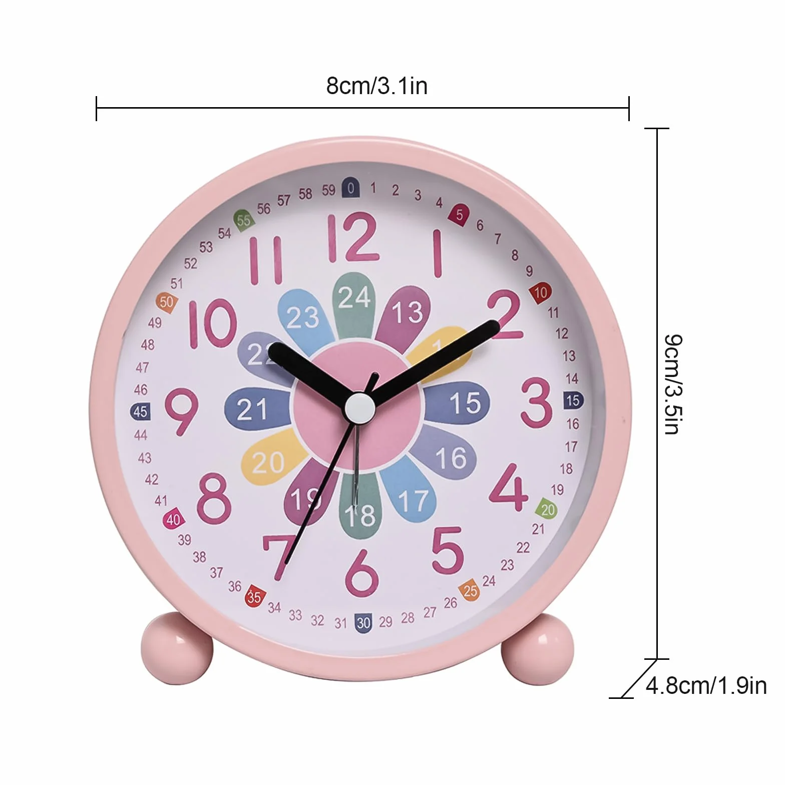 Réveil Numérique Enfants Sans Tic-Tac Éducatif Analogique Quartz Veilleuse Piles Rose