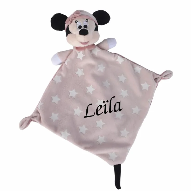 Disney Doudou Personnalisé Minnie la Souris Luminescent Rose Blanc 30 cm