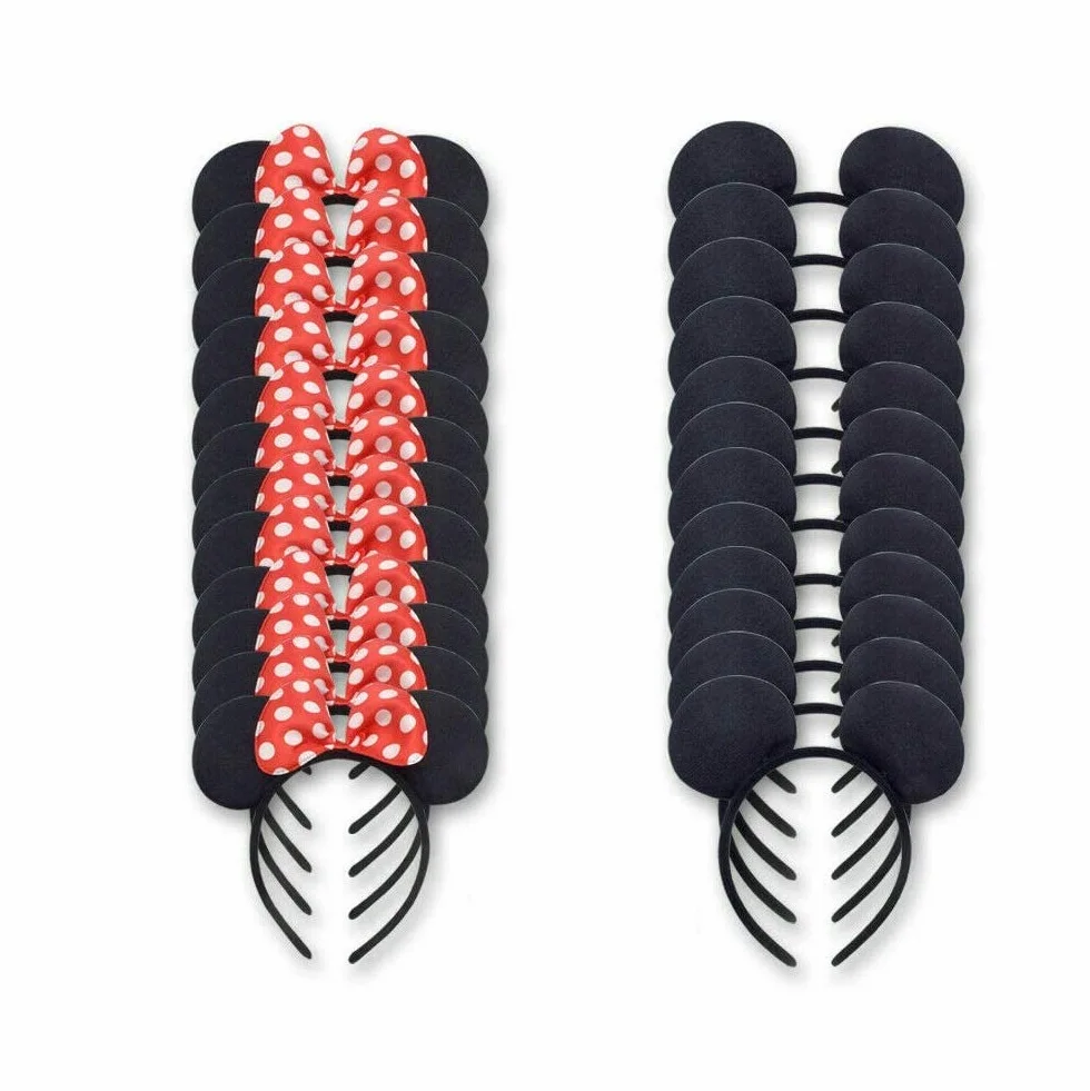 Costume de Souris Deluxe Tissu Oreilles Bandeau Anniversaire Cheveux Accessoires Baby Shower Noir Rouge