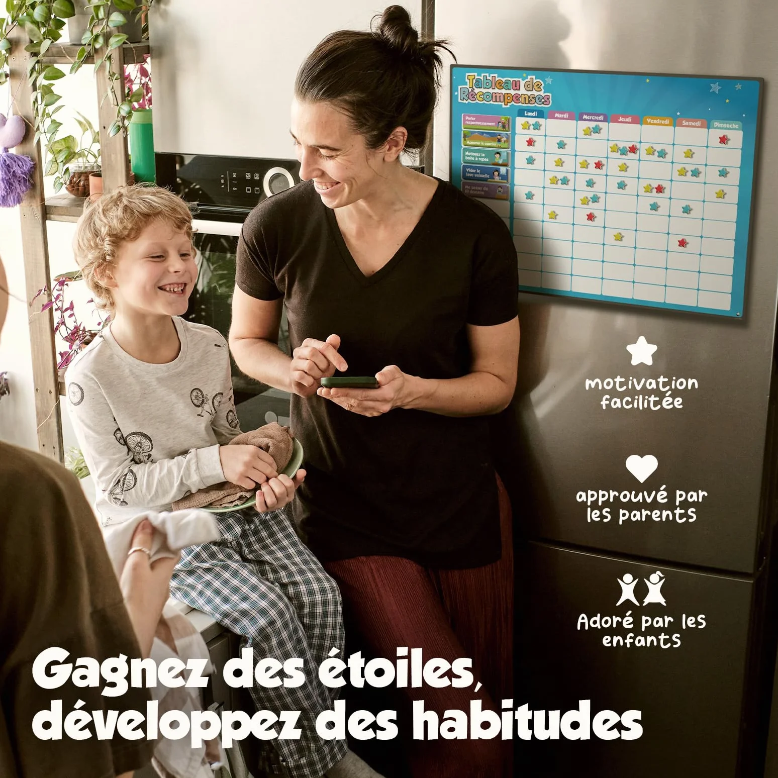 Tableau de Récompenses Magnétique pour Enfants – 80+ Tâches et 300 Étoiles – Nouvelle Version Français