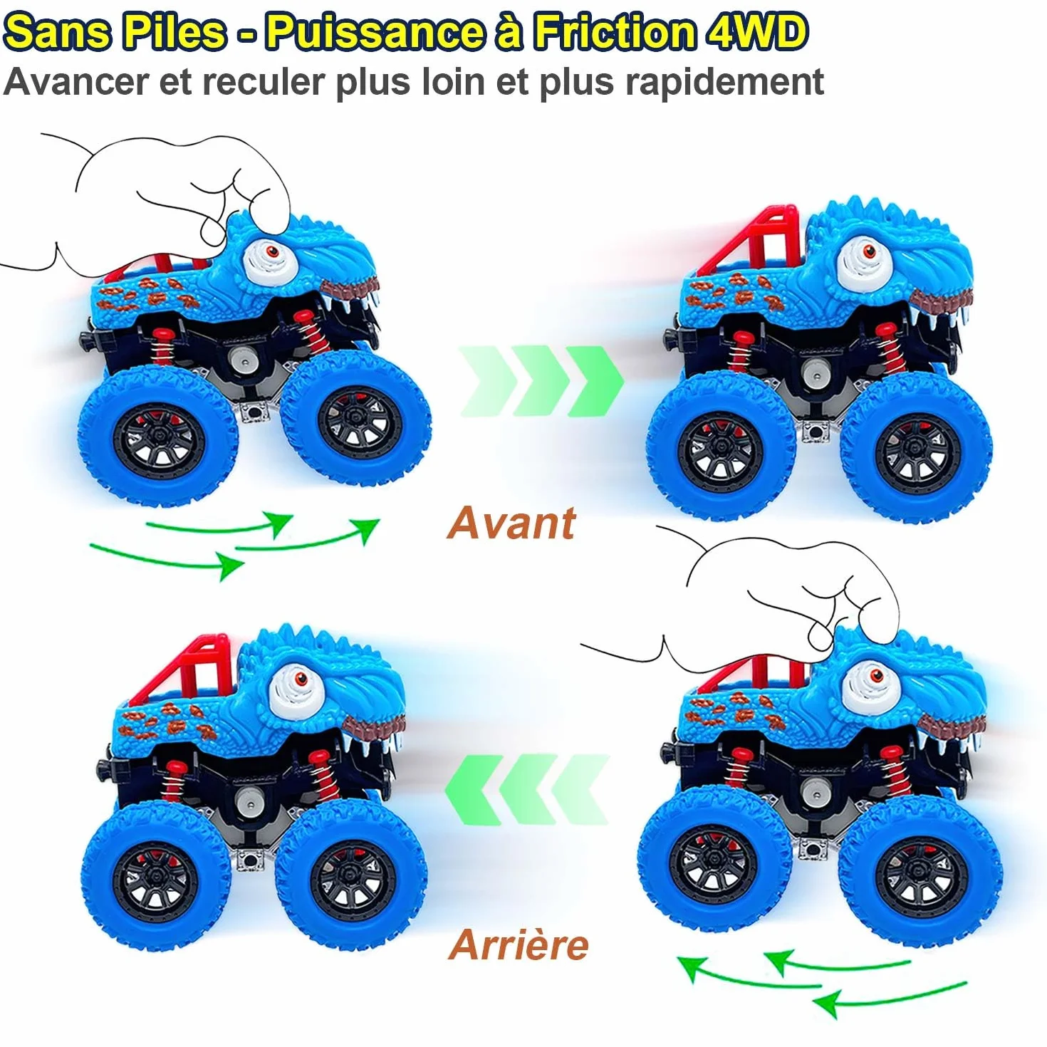 Monster Truck Dinosaure Lot de 2 Voiture Jouet pour Enfant Garçon 2-5 Ans