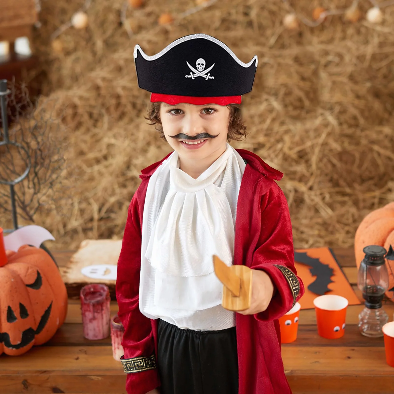 Chapeau Pirate Enfants 12 Pièces Accessoires Déguisement Anniversaire Cosplay Fêtes Halloween Bandeau Feutre