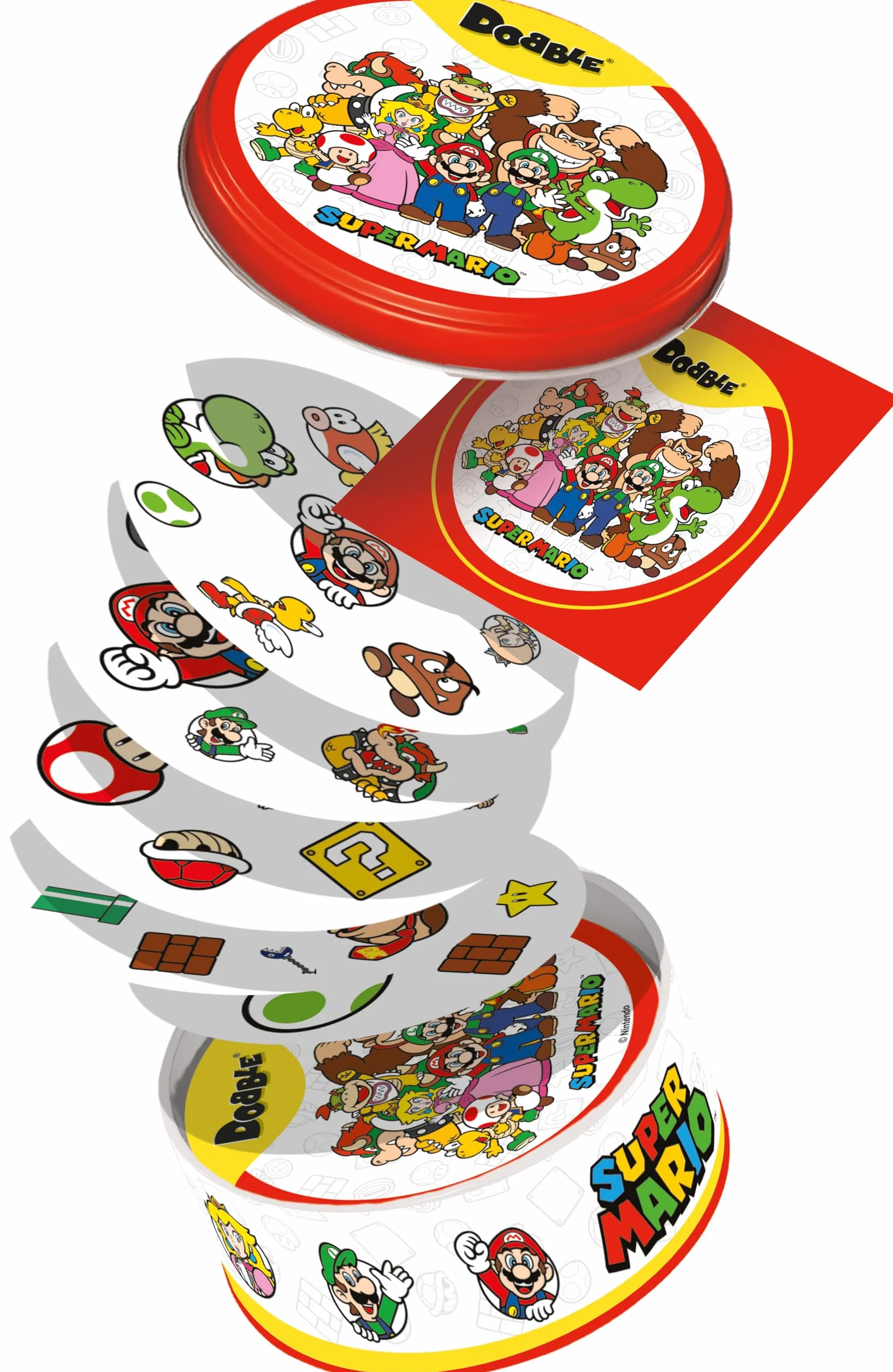Asmodee DOBBLE Super Mario Jeu de Société Rapidité Observation Cartes Familial Enfants 6 Ans Boite Métal Multilingue