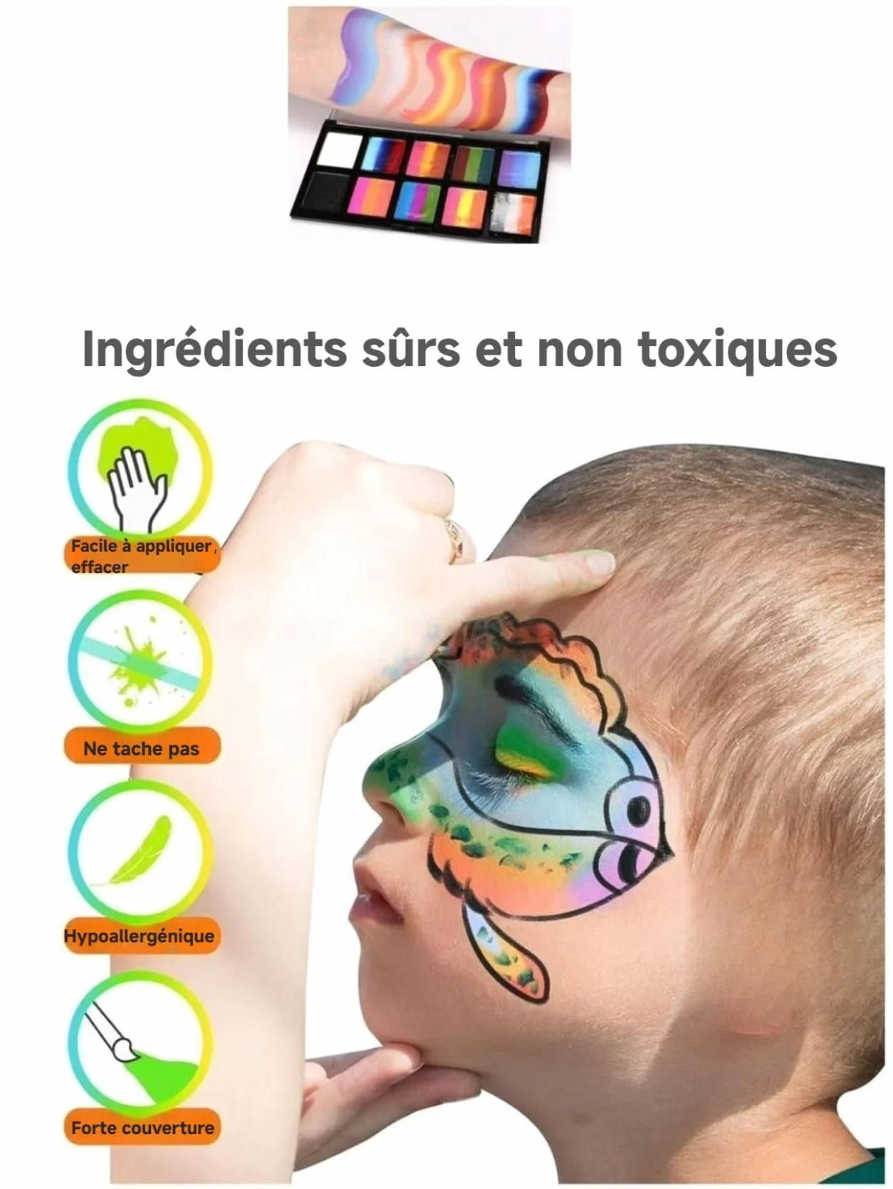 Kit de Maquillage arc-en-ciel pour Enfants et Adultes Halloween Fêtes Jeux de Rôle