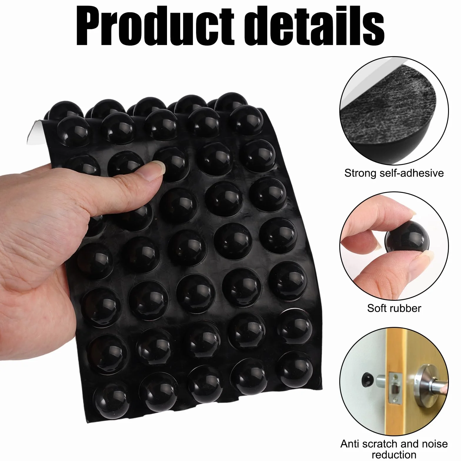 50 Pièces Tampon Caoutchouc Autocollant 18x10 mm Noir Hémisphérique Pied Isolation Haut-Parleur Anti-Collision Meubles