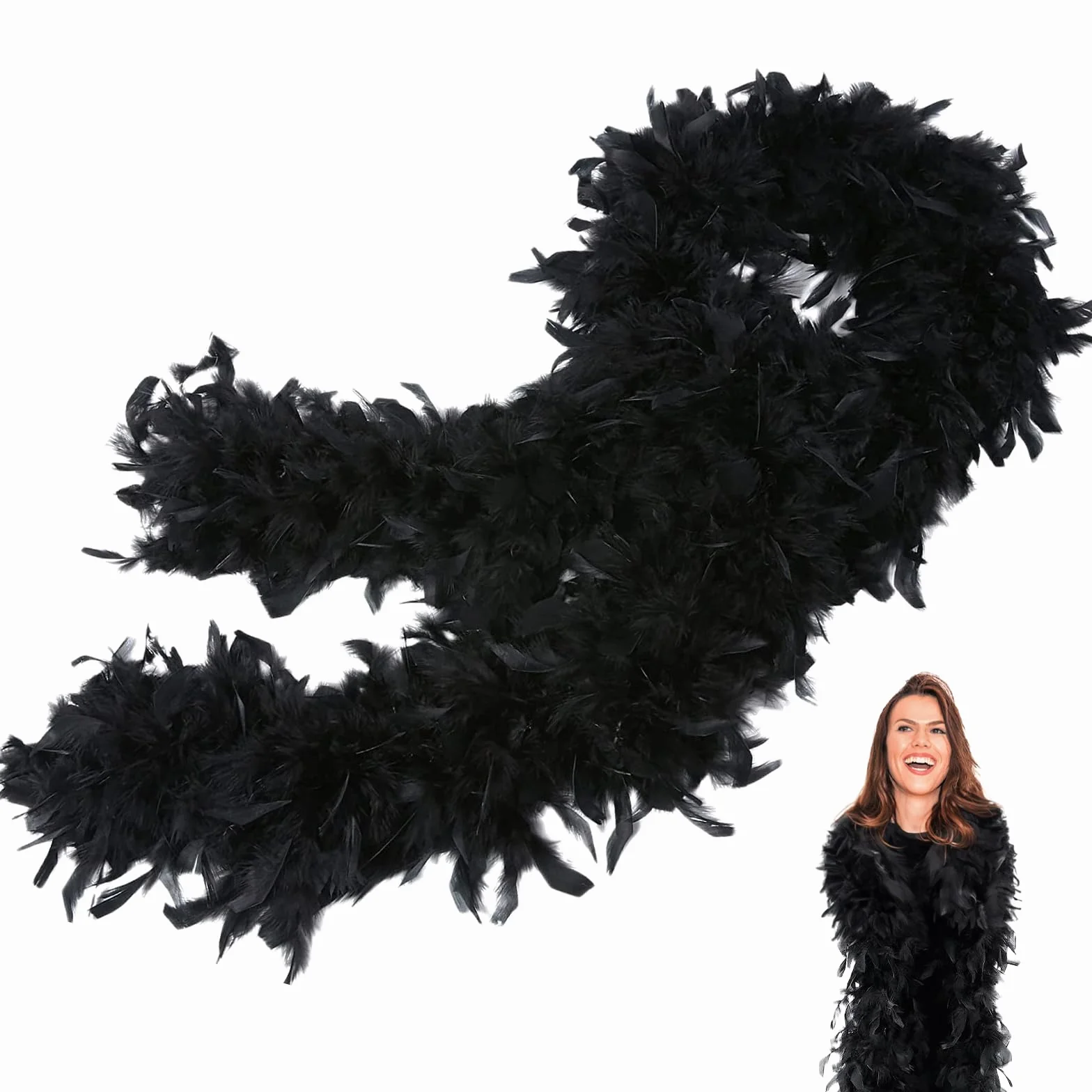 POPOYU Boa à Plumes 2M 80g Unisexe pour Déguisement Carnaval Fête Halloween Noël Mariage Cosplay