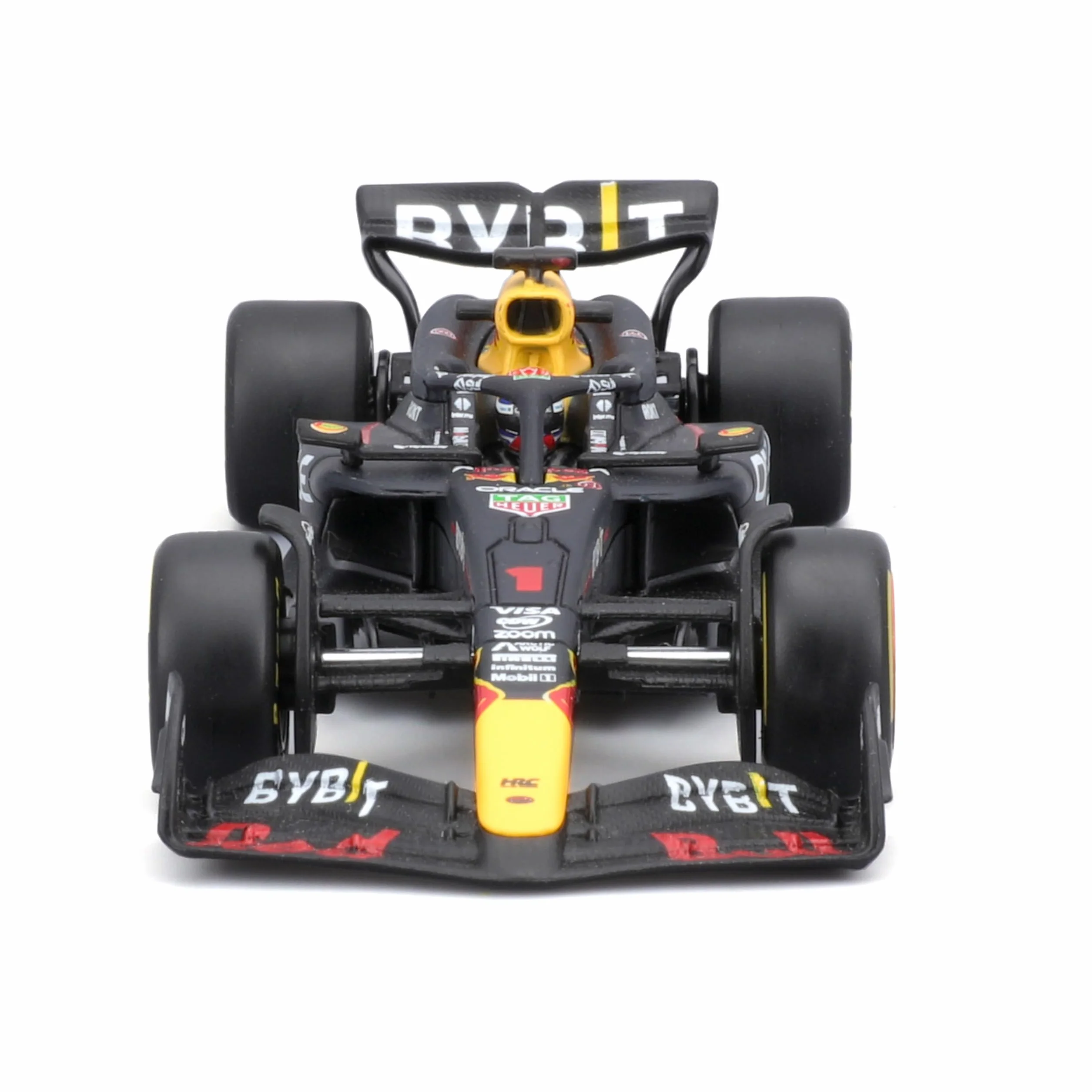 Bburago F1 Red Bull Racing RB20 n°1 Verstappen 1:43 modèle réduit avec casque et vitrine 2024