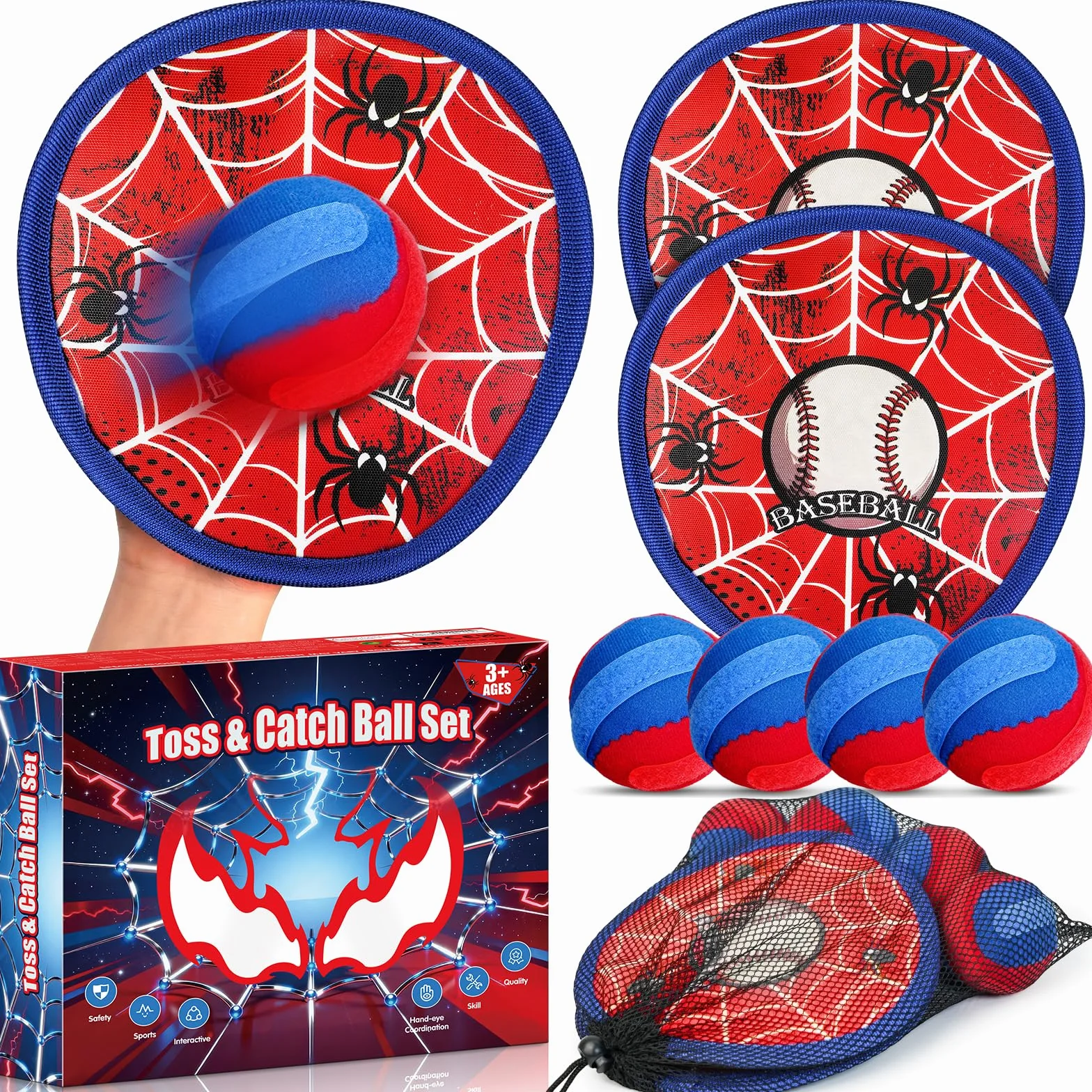 Jeu de Lancer et d'Attraper pour Enfants, Jeux Exterieur Enfant, Jeu de Jardin et Jouet de Plage 3-12 Ans