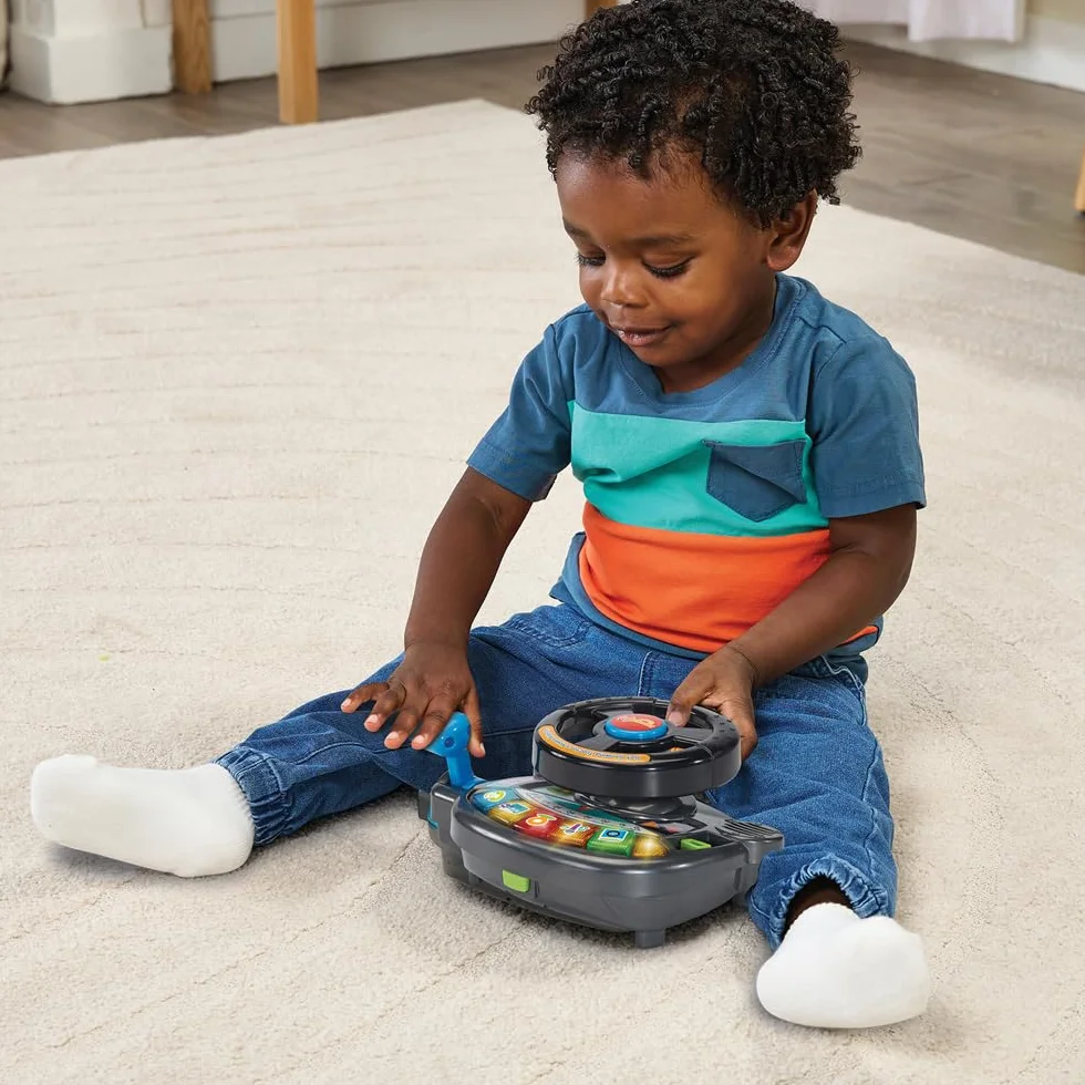 VTech Super Tracteur Magi Tondeuse Vert 3 en 1 Porteur Pousseur Bébé Jouet d'Éveil
