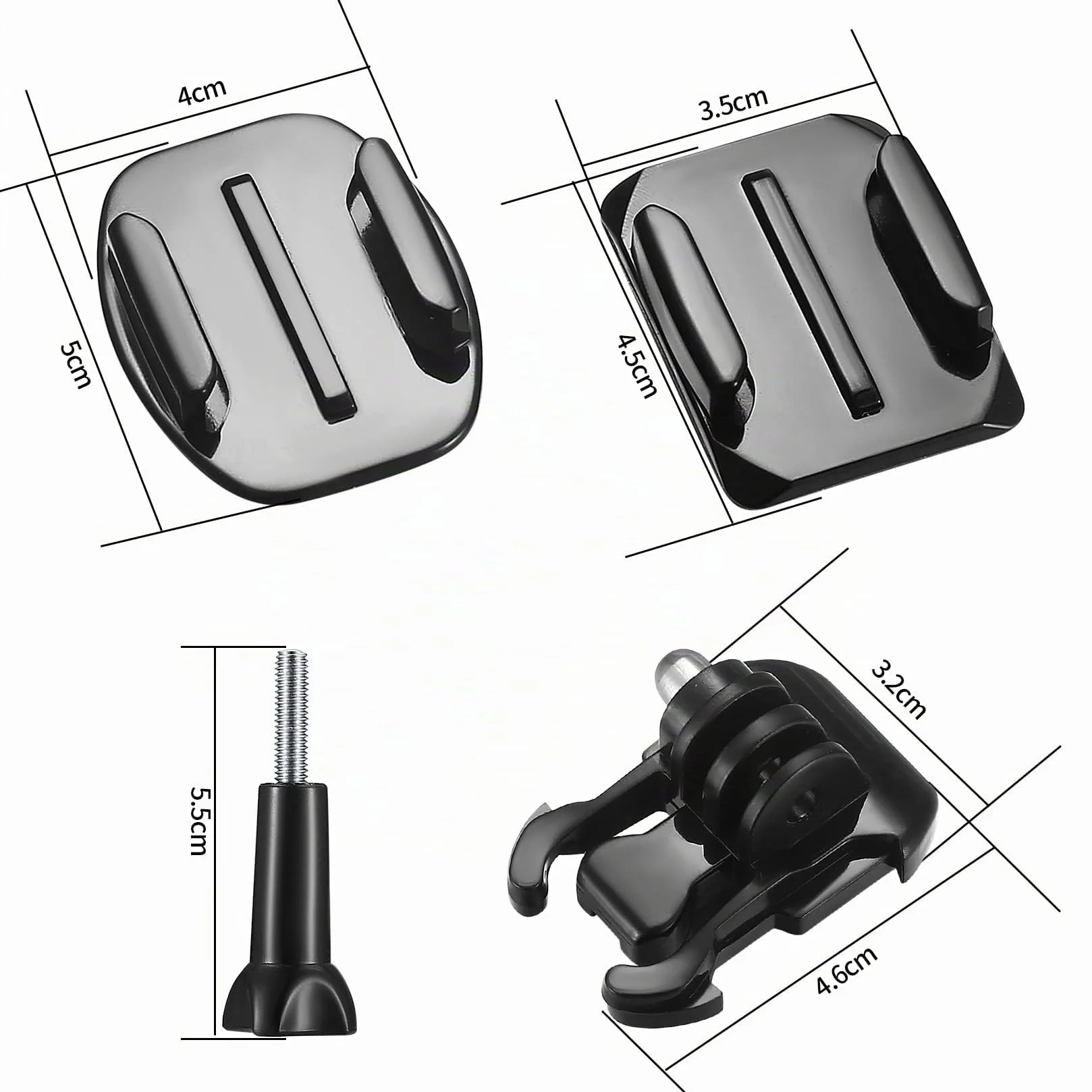 Coussinets Adhésifs Compatibles GoPro, Fixation Casque Adhésif Incurvé Plat, Support GoPro Hero Session/4/3/3+/2
