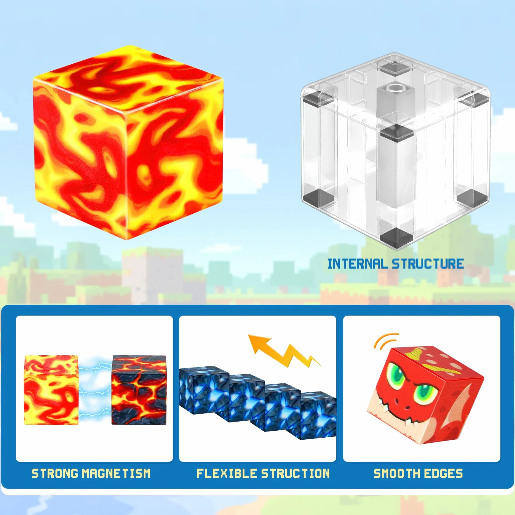 COOLJOYA Construction Magnétique Enfant 150 Pièces Ensemble de Cubes Magnétiques Jouet Créatif Montessori 3 Ans