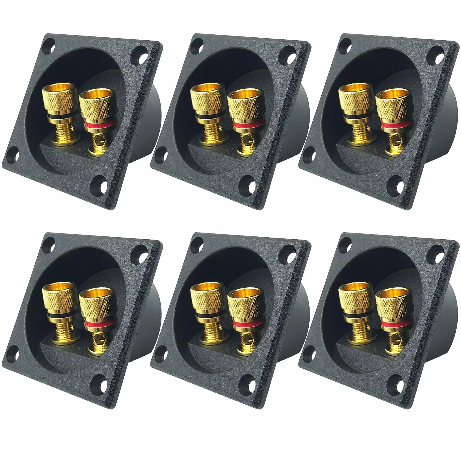 Bornier Haut Parleur 2 Voies, 6 Pièces Connecteurs Subwoofer Prises Câble Bornes Carré