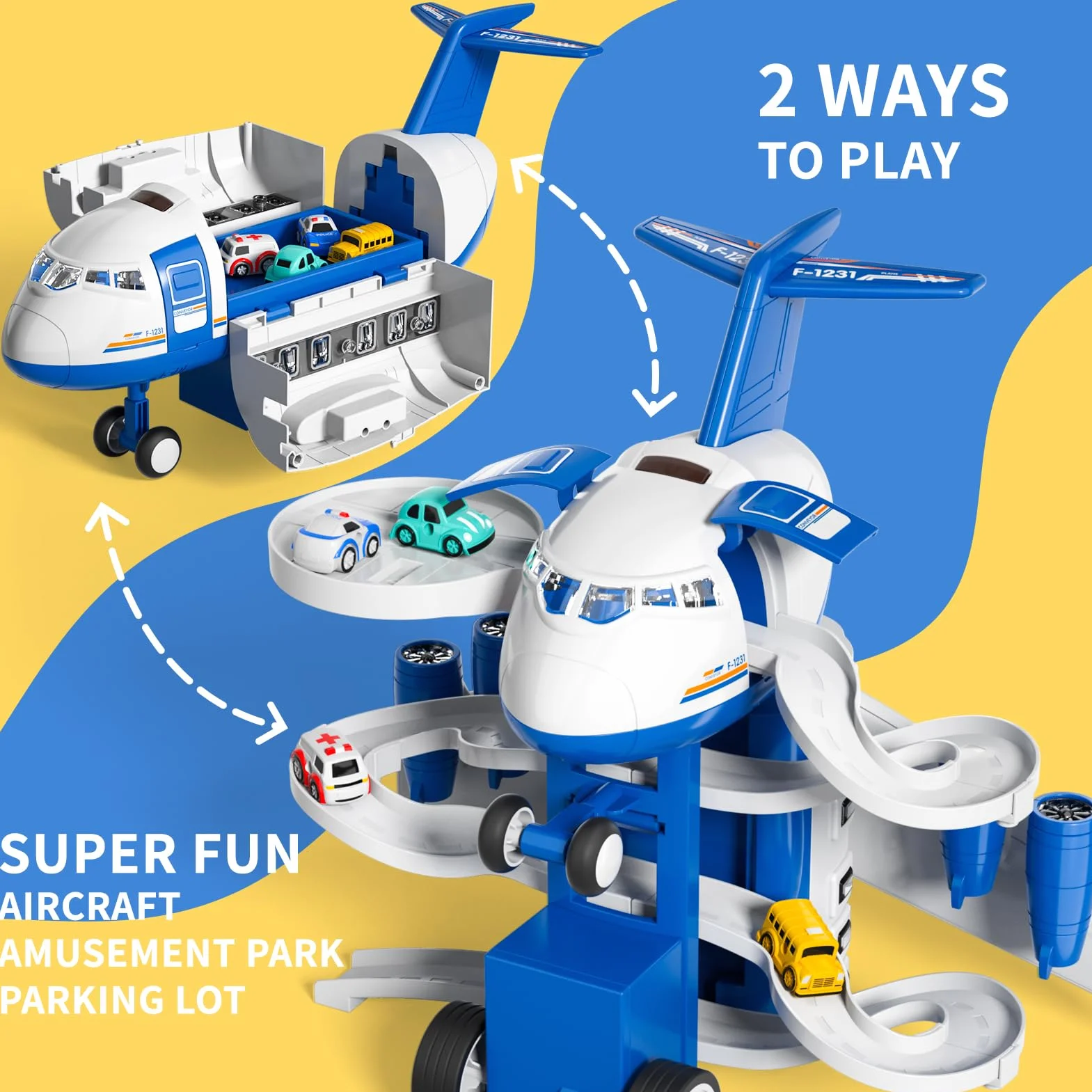 Jouet d'avion voiture de course pour enfants avec effet spray lumières musique roue friction
