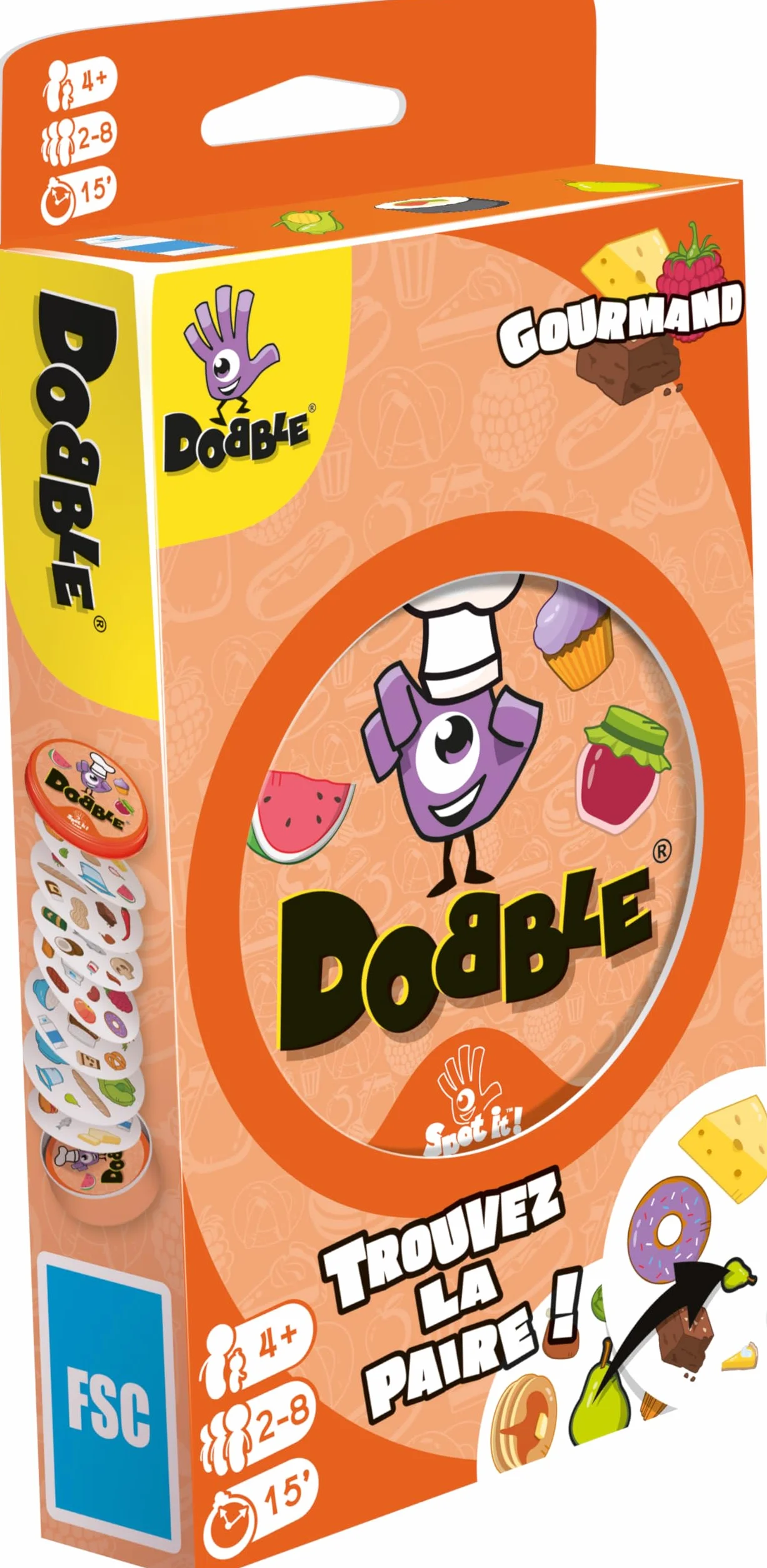 Dobble Asmodee Gourmandise - Jeu de Cartes Rapide pour Toute la Famille - 2-8 Joueurs, 6+ Ans