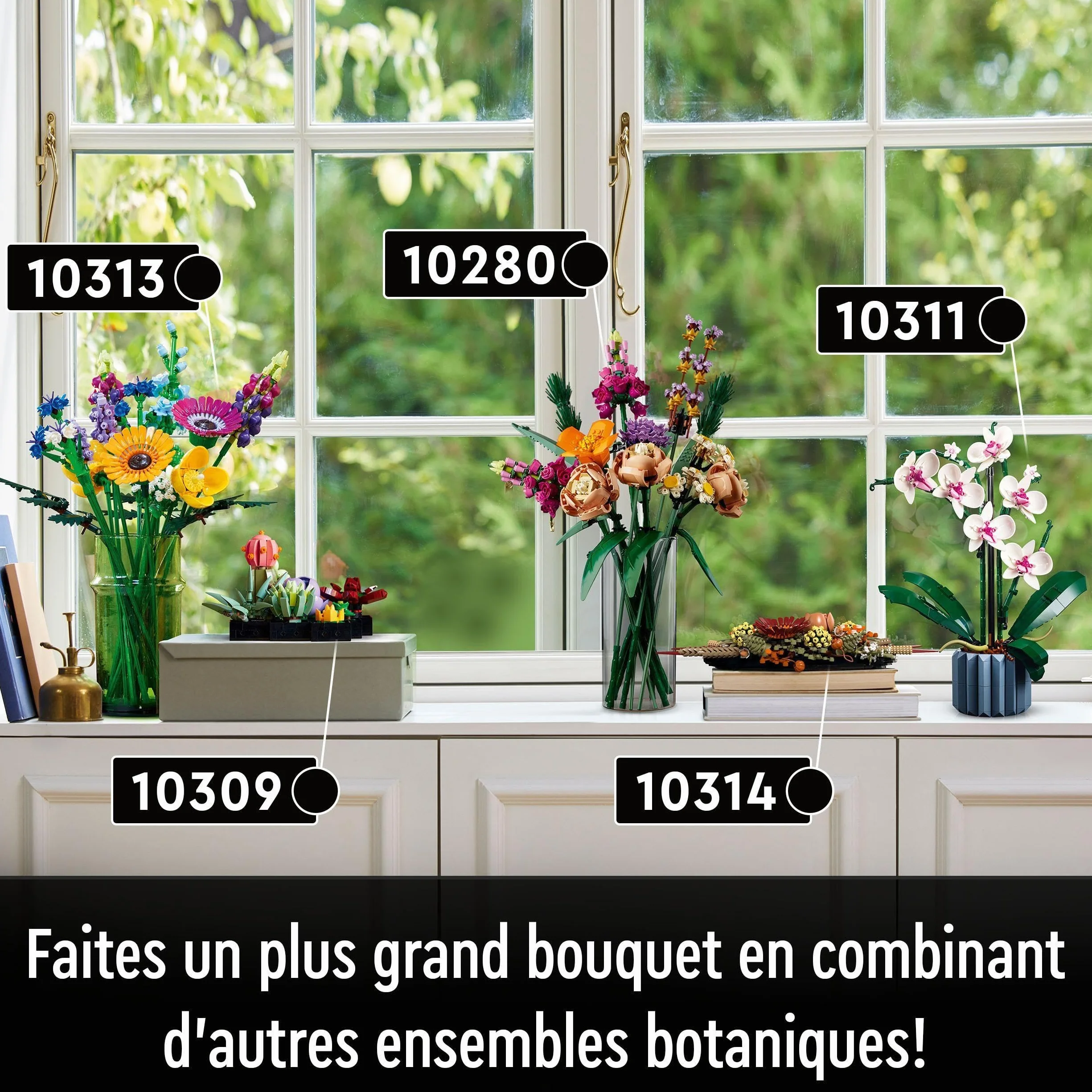 LEGO Botanicals Bouquet de Fleurs Sauvages Plantes Artificielles Coquelicots Lavande Activité Manuelle Adulte 10313