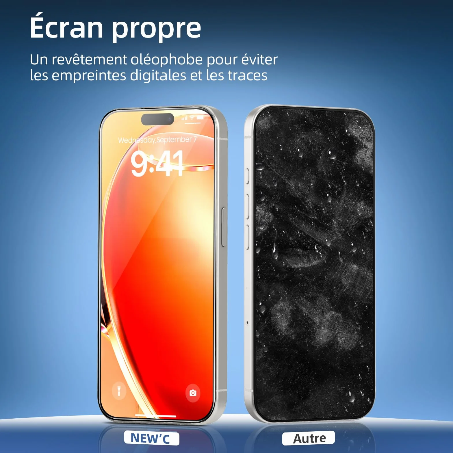 NEW'C Lot de 3 Verre Trempé pour iPhone 17 Pro 16 Pro (6,3 Pouces) Film Protection écran