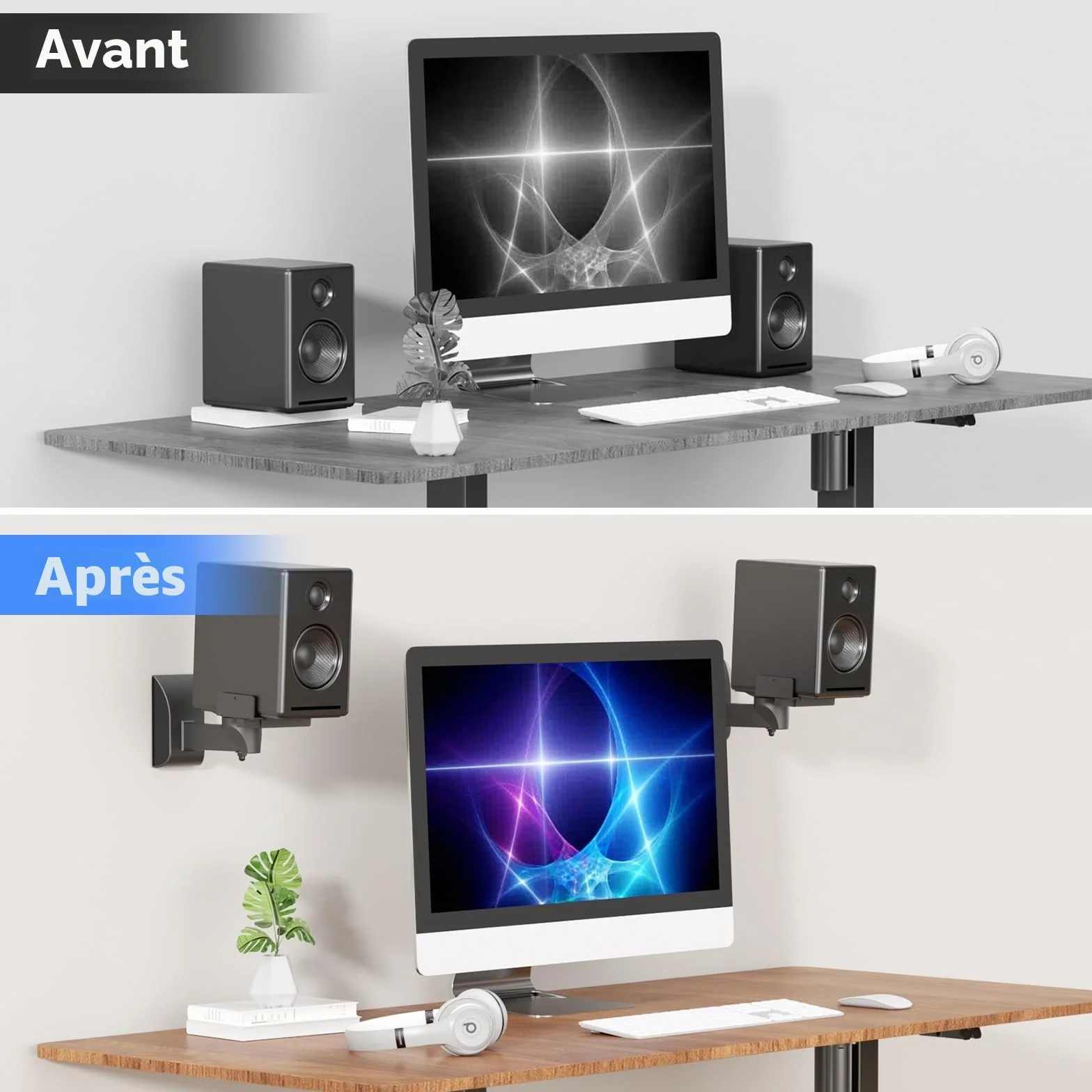 Suptek Support de Montage Mural pour Haut-Parleur Double Serrage jusqu'à 25 kg Noir SPM201