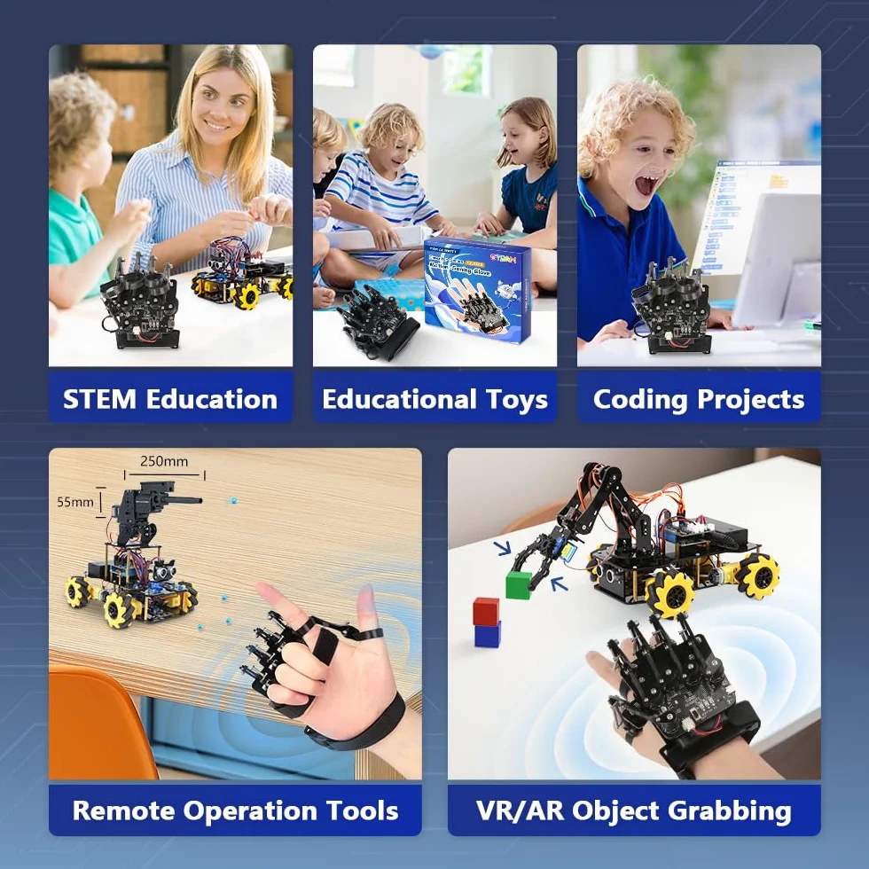 ESP32 bras robotique sans fil détection mouvement kit STEM Arduino ACECode Python télécommande