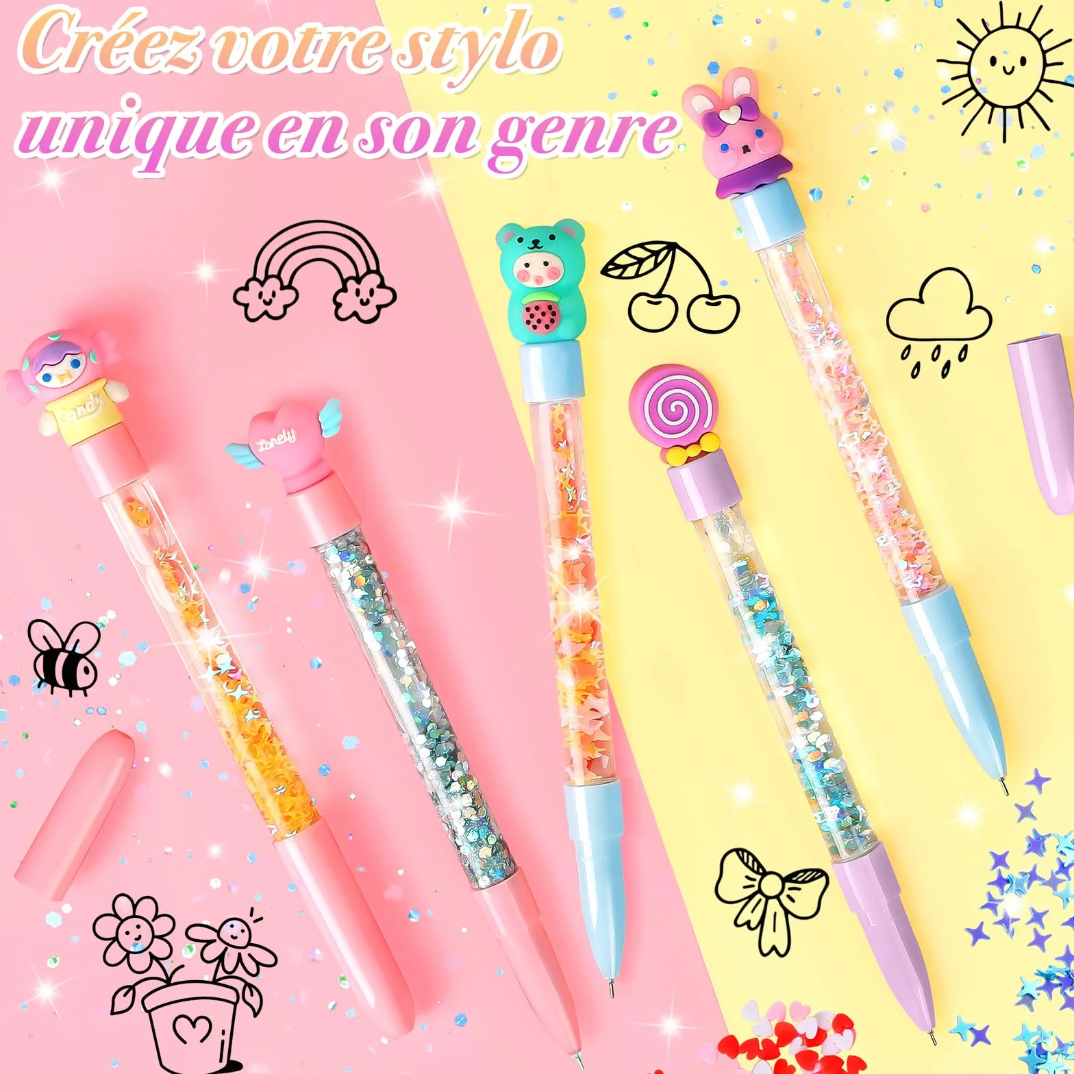 Charmofun Kit de Fabrication de Stylos pour Enfants, 18 Stylos Personnalisés DIY, Activité Manuelle