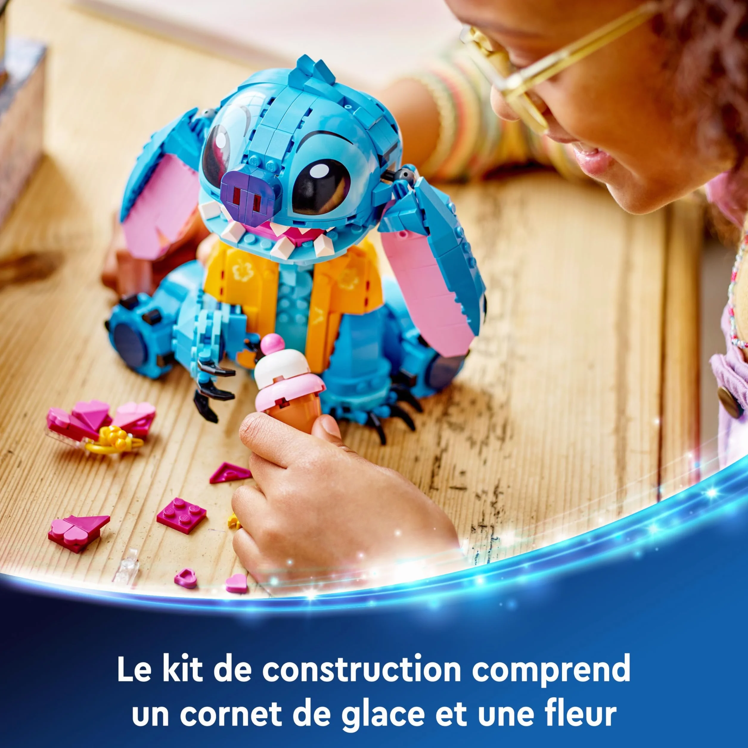 LEGO Disney Stitch 43249 Jouet de Construction Figurine à Exposer avec Cornet de Glace & Fleur pour Enfants dès 9 Ans
