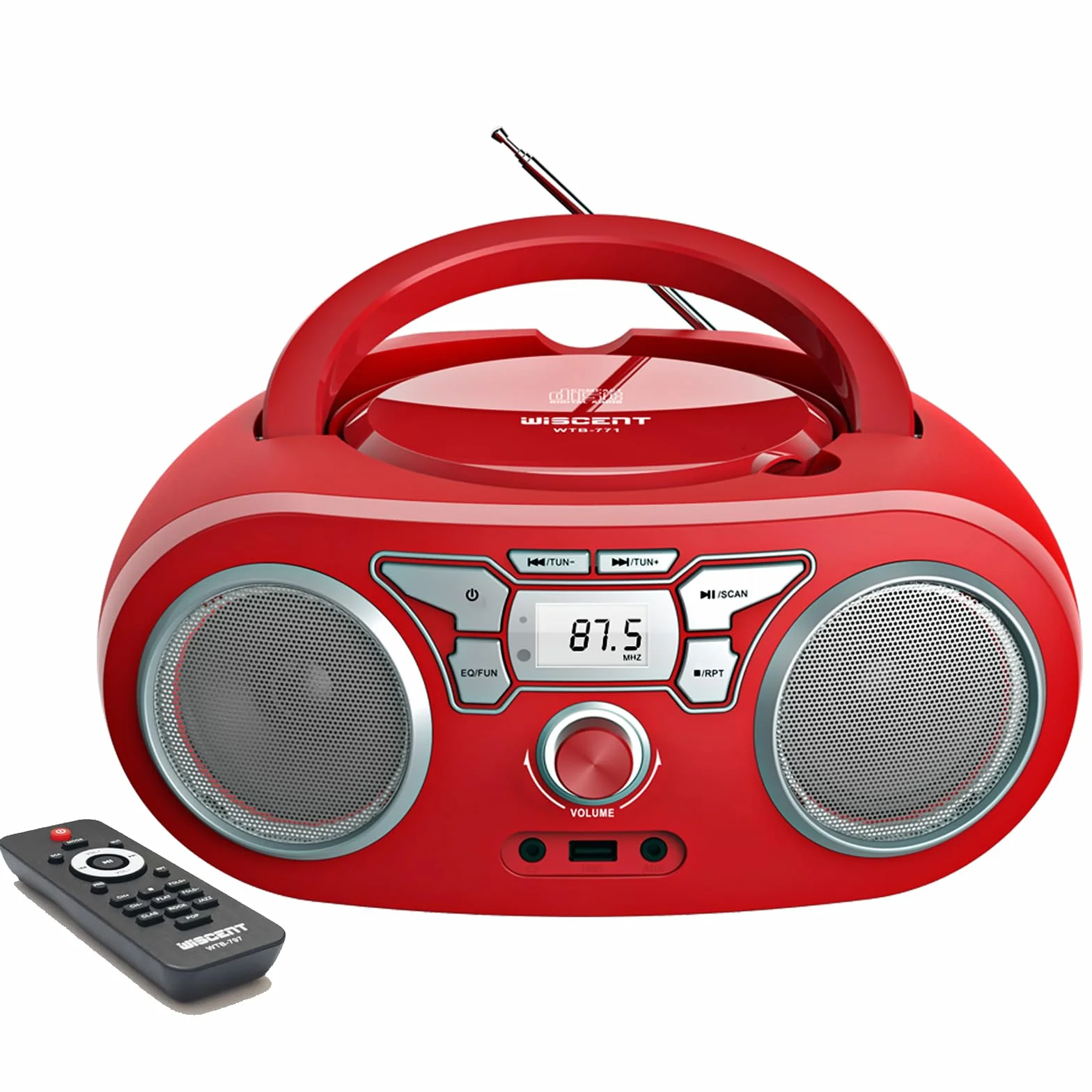 Lecteur CD Bluetooth Radio FM Stéréo Portable avec USB AUX MP3 CD-R