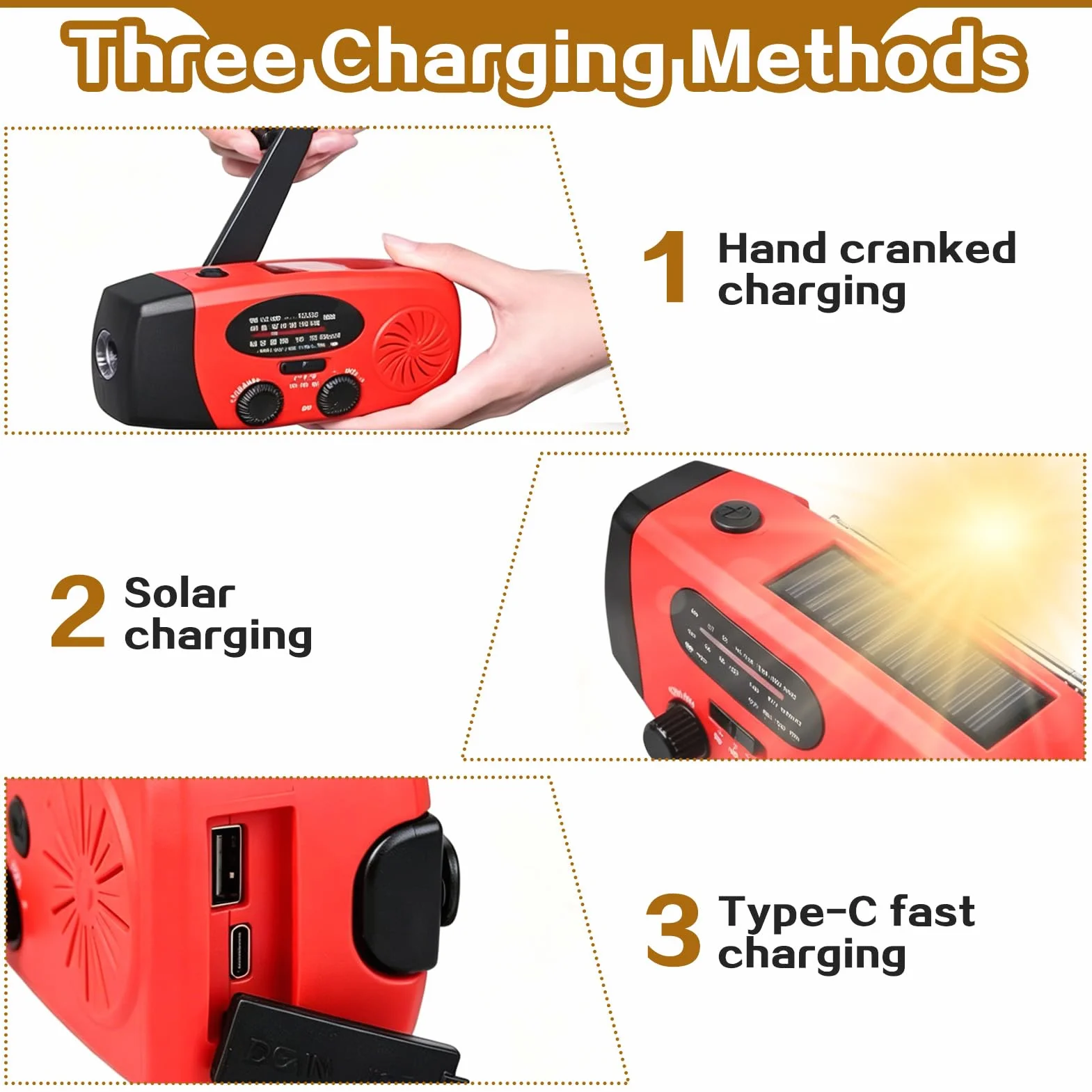 Radio Solaire d'Urgence Portable AM/FM avec Lampe Torche LED et Batterie Rechargeable 600mAh