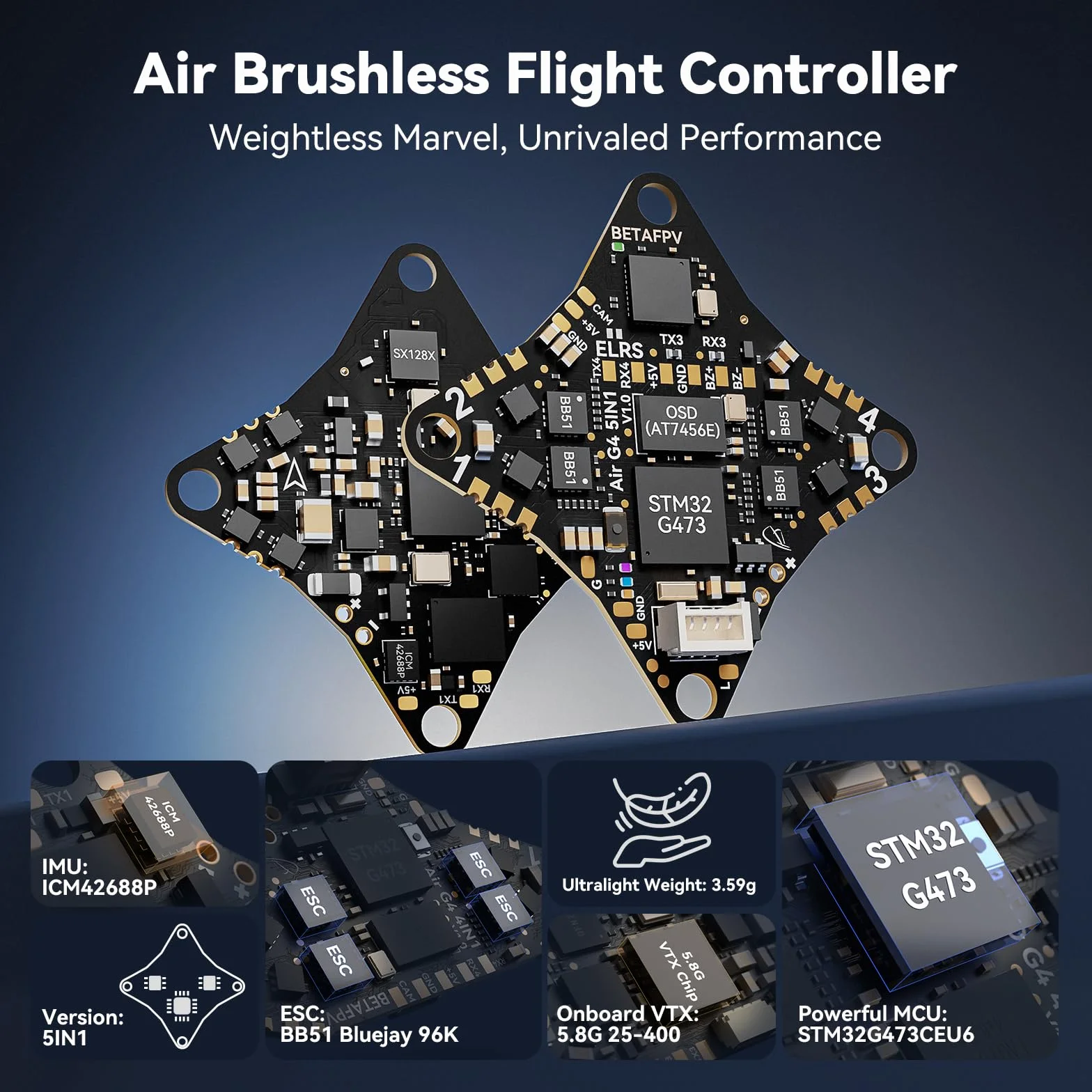 BETAFPV Air65 Brushless Whoop Quadcopter, 1S Ultralight 65mm Micro RC Drone with G473 5IN1 Air Brushless FC, C03 FPV Camera, 0702SE Ⅱ 27000KV Motors, Serial ELRS Receiver for Indoor Outdoor FPV Racing