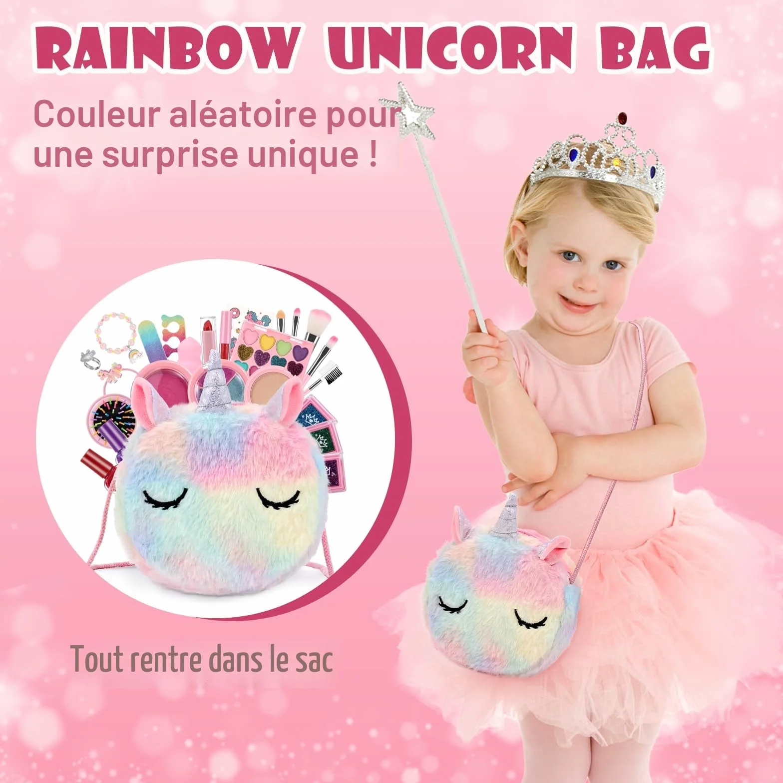 Anpro Coffret Maquillage Enfant Lavable Non Toxique, Malette Maquillage Fille 3 Ans+