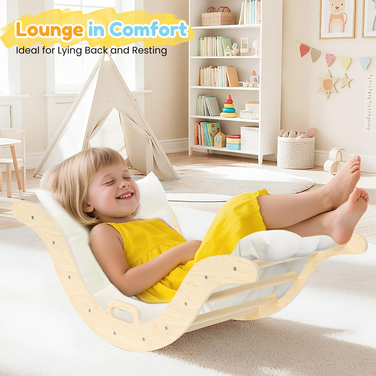 Montessori Triangle Arche 7 en 1, Arche d'escalade et Toboggan en Bois pour Tout-Petits 1-3 Ans