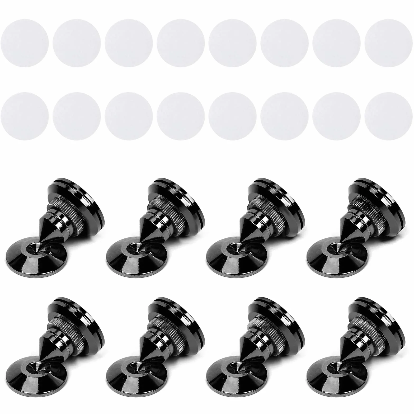 Pointes pour Enceintes Noires Anti-Vibrations Hi-Fi 8 pièces