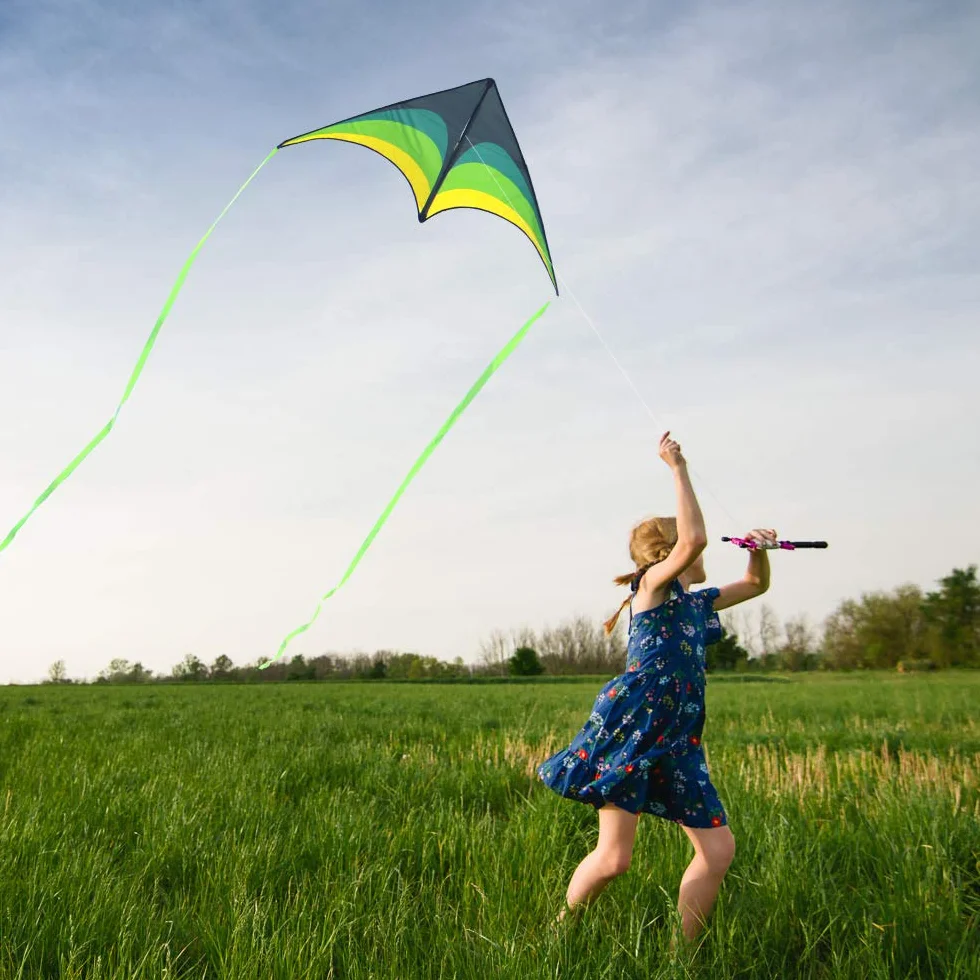 Mint's Colorful Life Cerf-Volant Delta Enfants Adultes Facile Voler Corde 300 Pieds Débutants