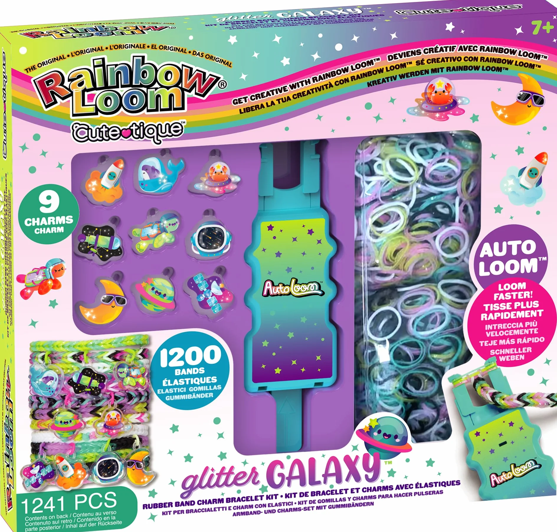 Bandai Rainbow Loom Cute Tique Coffret Fabrication Bracelets Élastiques 1200 Élastiques Auto-Loom Accessoires Jouet Enfant 7 Ans+
