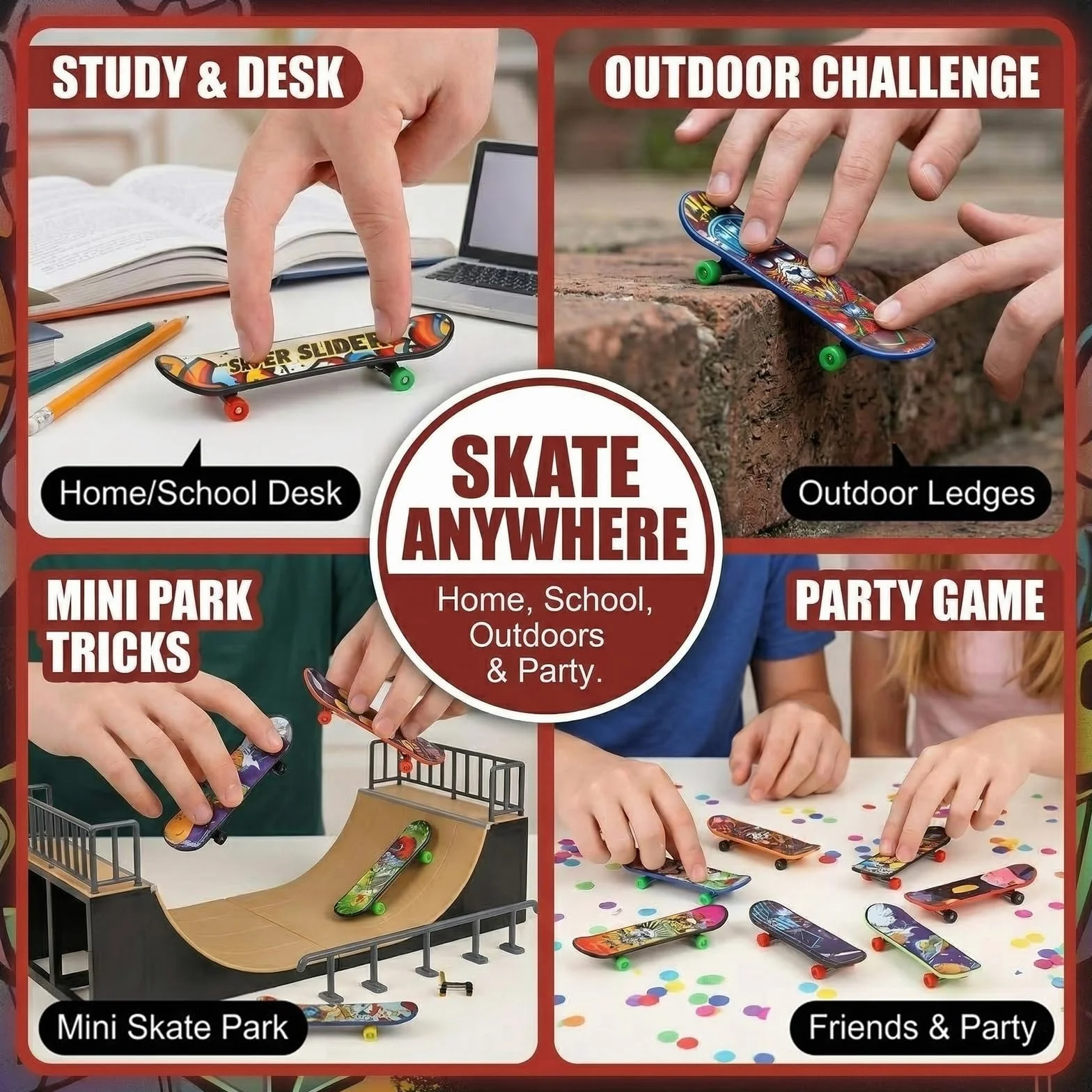 Skateboard Professionnel Mini Skate Doigt 20 Pièces pour Enfants Décoration Cadeau