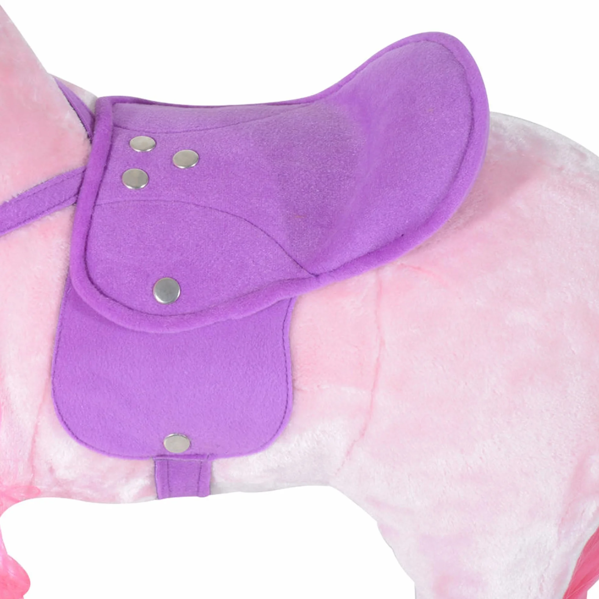 HOMCOM Cheval à bascule pour enfants 3+ ans 4 roues sons réalistes rembourré repose-pieds 65x28x75 cm rose
