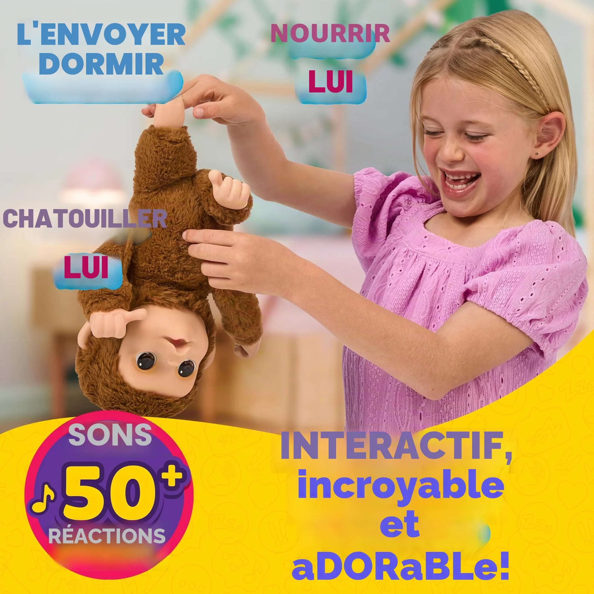 Little Live Pets Mon bébé Singe Jouet Interactif avec Plus de 50 Sons et Réactions, Nourris-Le, Il suce Son Pouce et rigole, À partir de 4 Ans