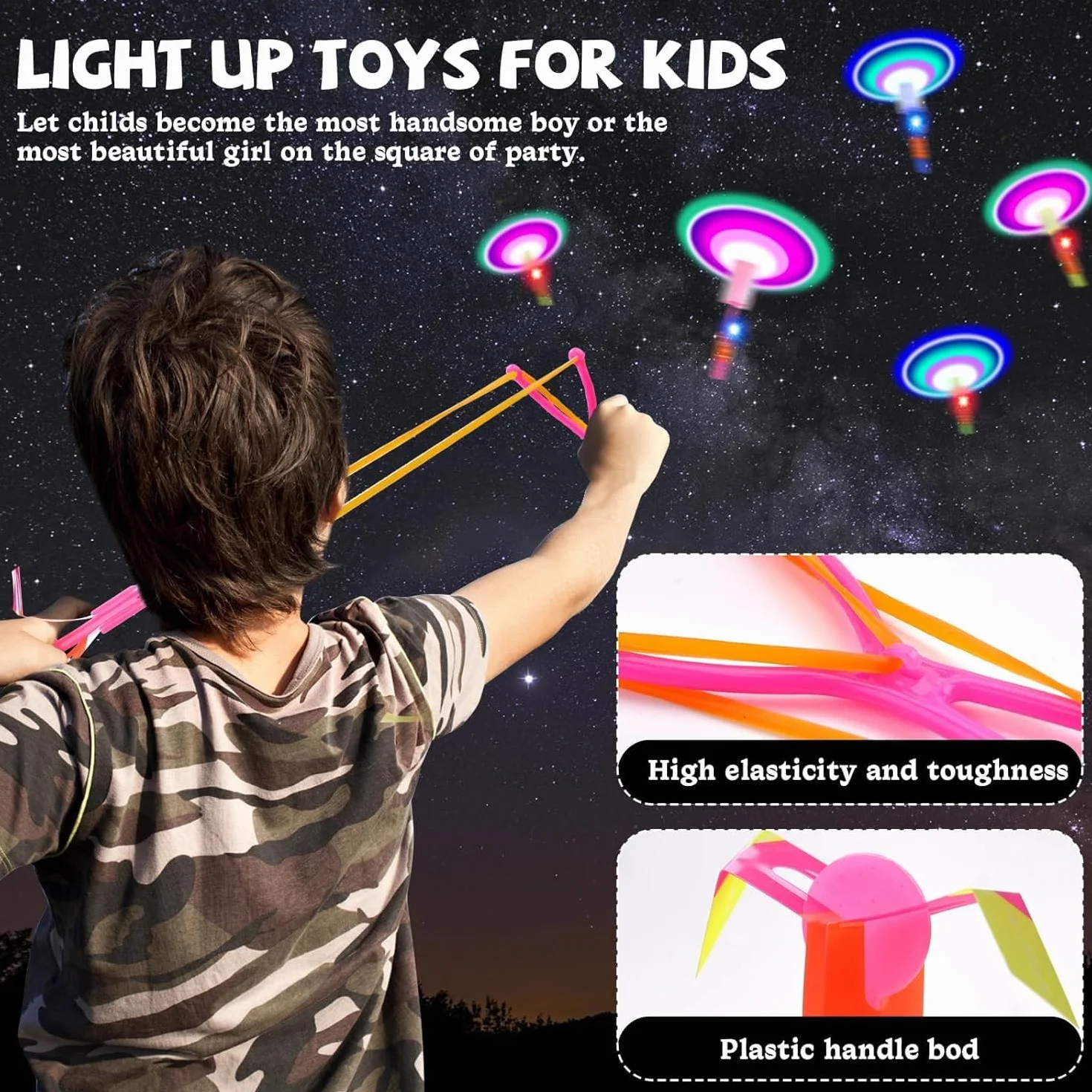 Pipihome 16 PCS Hélicoptères Jouets Volants Lumineux LED Catapulte