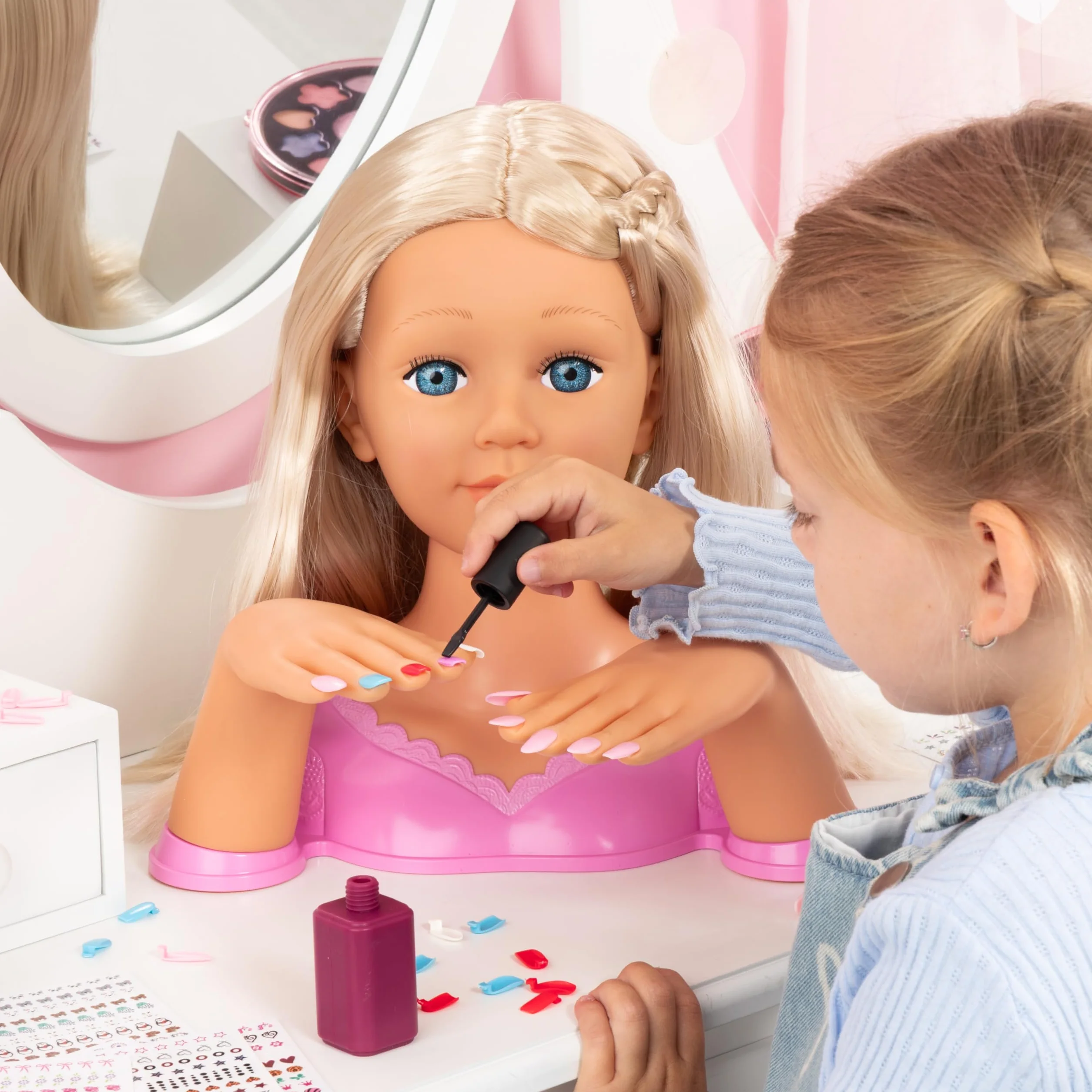 Bayer Design Charlene Magic Nails tête à Coiffure et Maquillage avec Mains et Ongles, Accessoires Cheveux, 30 cm