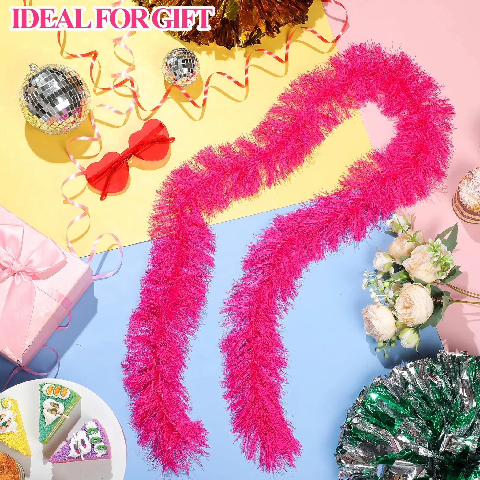 Sinmoe Boas en Plumes et Lunettes de Soleil en Forme de Cœur Ensemble de 16 Pièces pour Fête Mariage