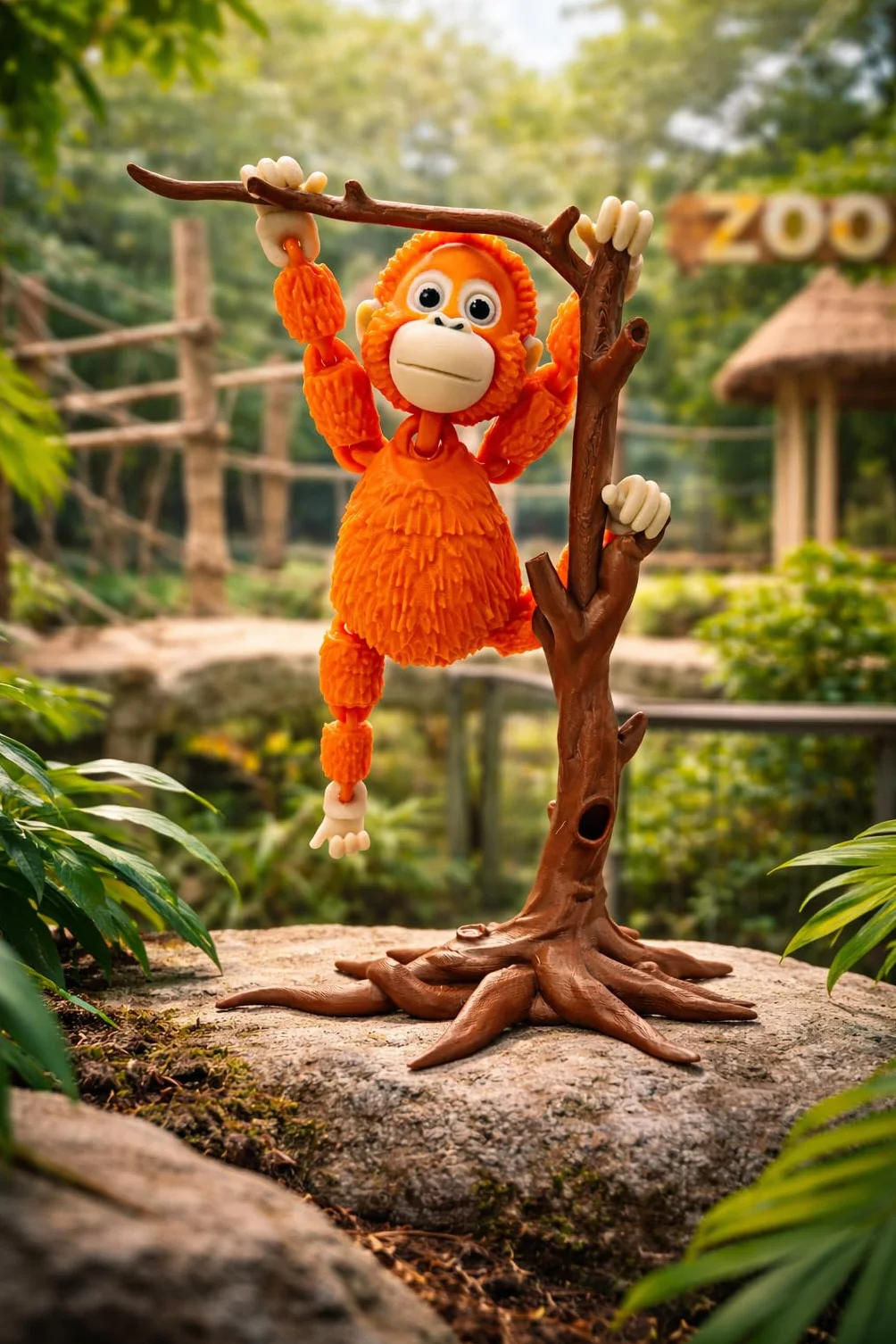 Figurine articulée Singe Punch The Monkey avec Arbre Support - Cadeau émotionnel Symbole d'amour