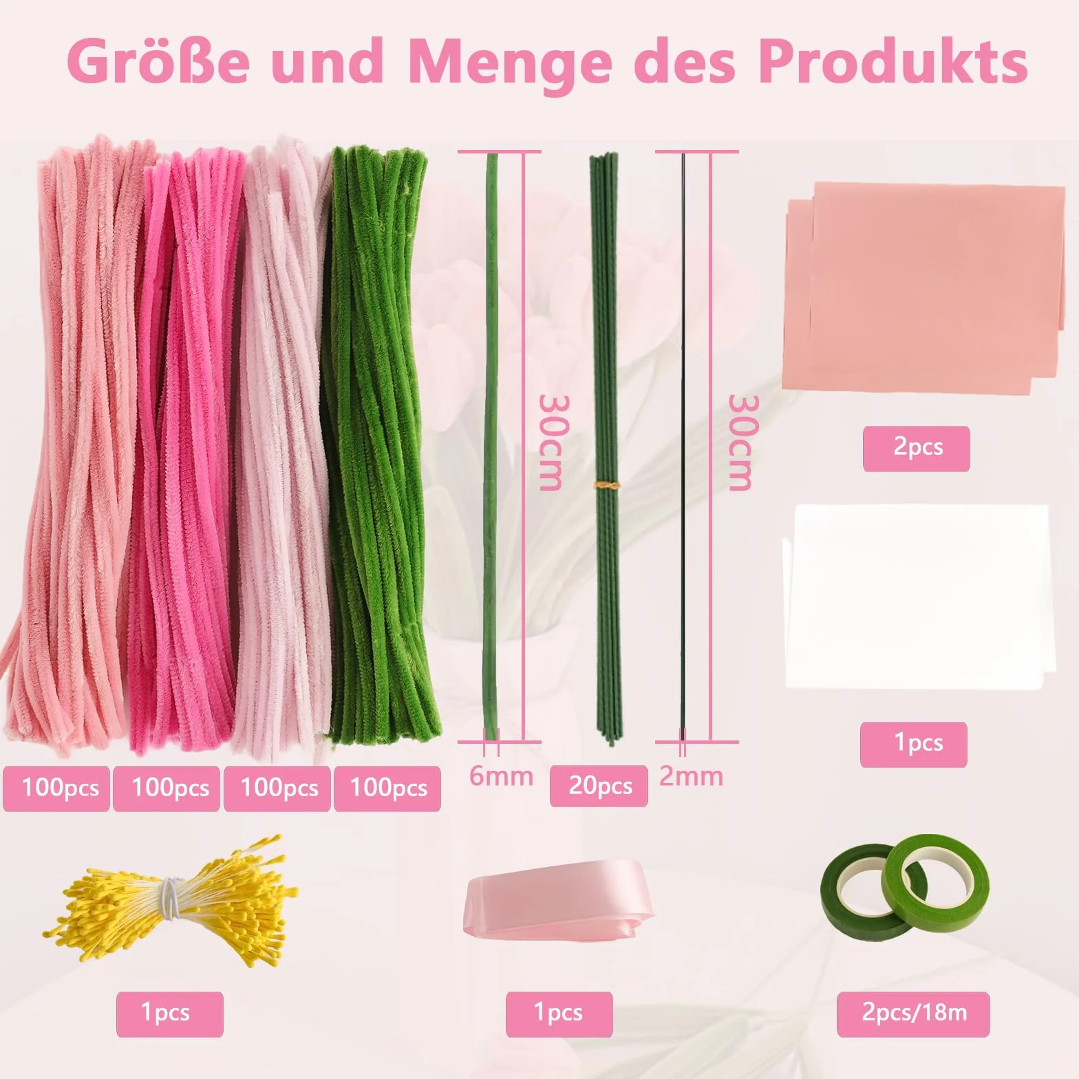 Pfeifenreiniger Bastelset 400 Stück Pastell