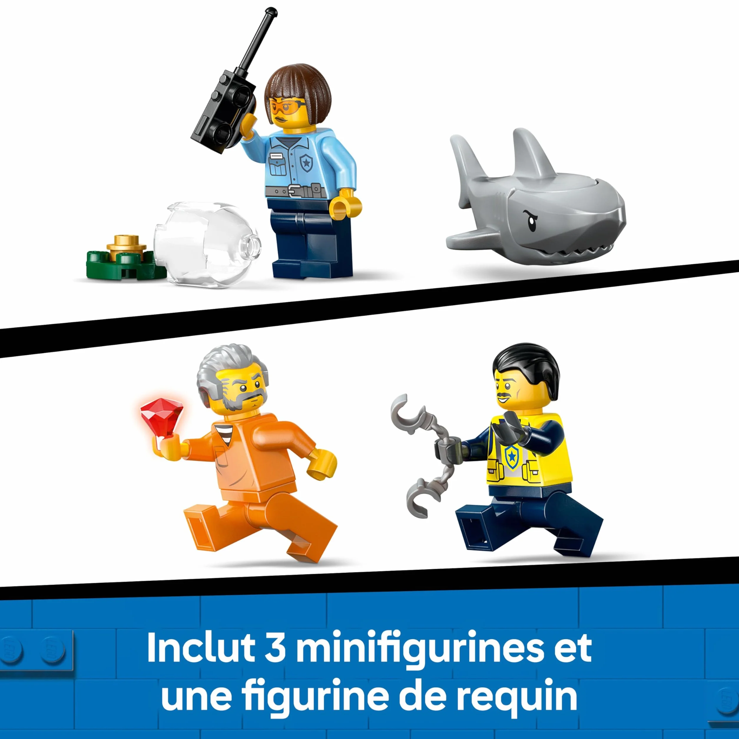 LEGO City Police Boat Chase 60456 Zestaw z 2 Łodziami, 3 Minifigurkami i Figurką Rekina dla Dzieci 6+