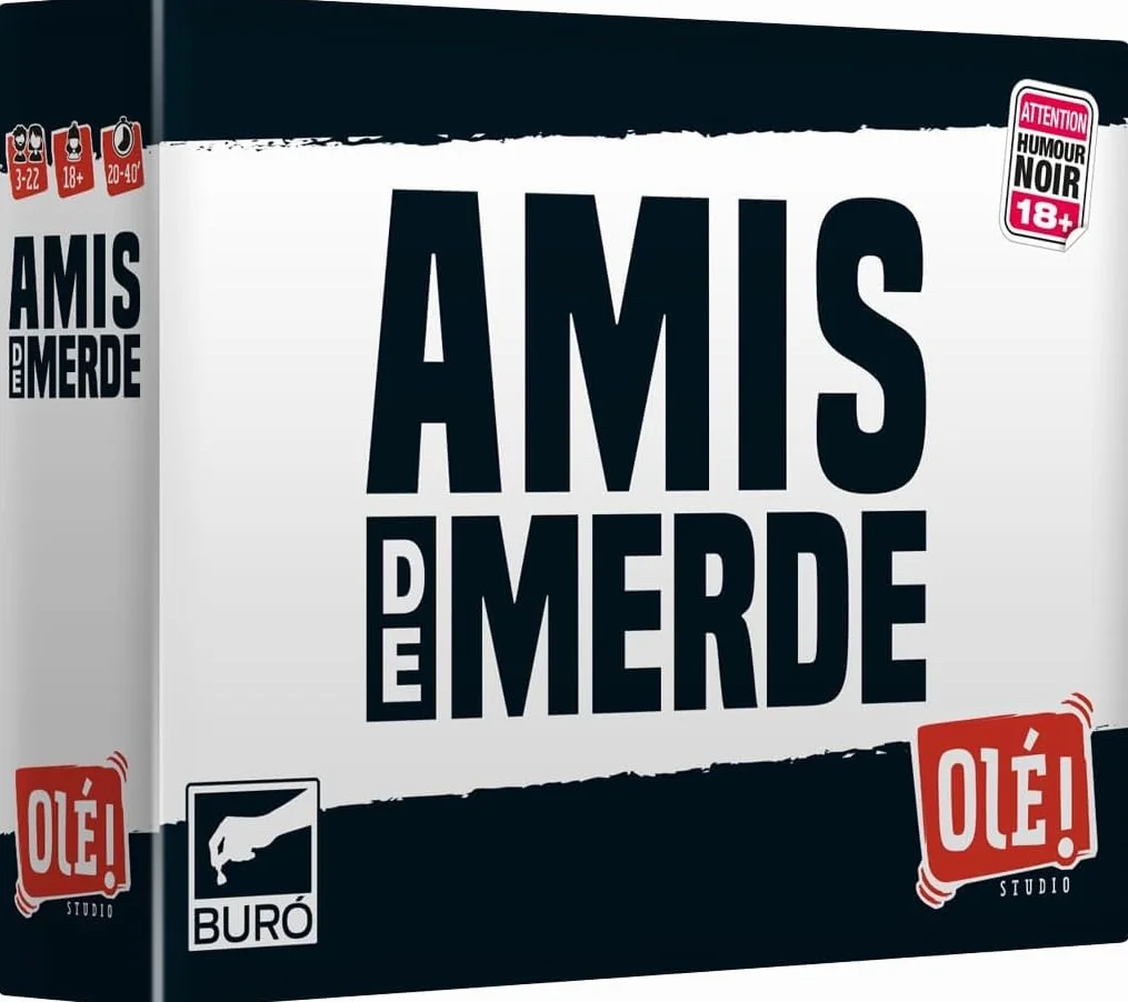 Olé! Studio Amis DE Merde – Le Jeu Qui ruine Vos amitiés ! Qui Sera l’ami de Merde de la soirée ? - Jeu de Cartes - Jeu de société Amusant pour Adultes - Idée Cadeau, Noir