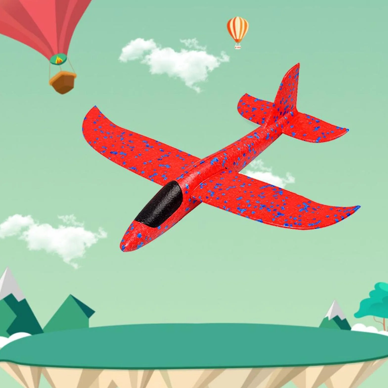 Avion en Mousse 48cm Planeur Jouet Lancé à la Main Polystyrène Durable Plein Air Garçon Fille Cadeau Anniversaire