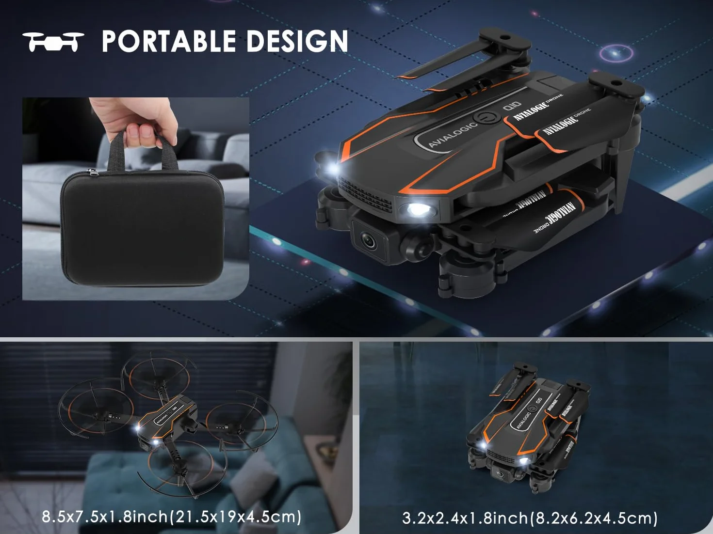 Drone pour Enfant avec Caméra 1080P HD FPV Quadricoptère Télécommandé Mode sans Tête Maintien d'Altitude 360°Flips 2 Batteries